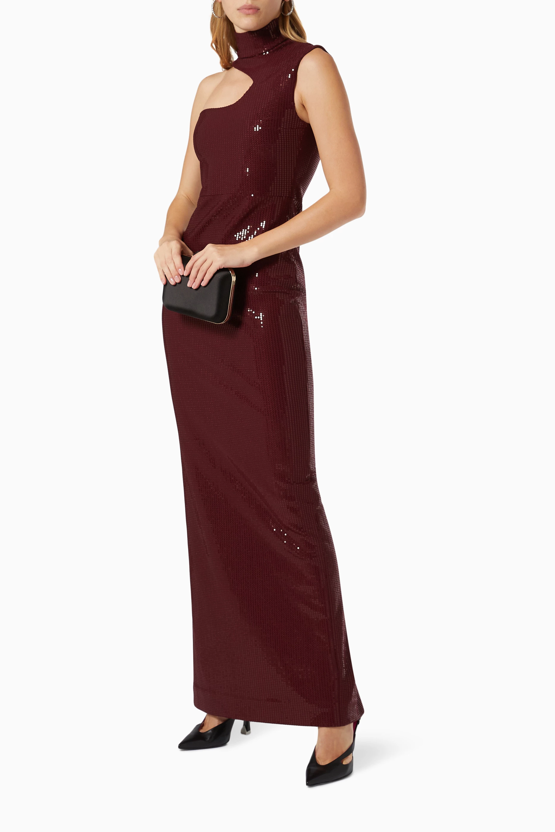 Buy Solace London Burgundy Yara Maxi Dress in Sequin Knit For Women Online  | Ounass Saudi