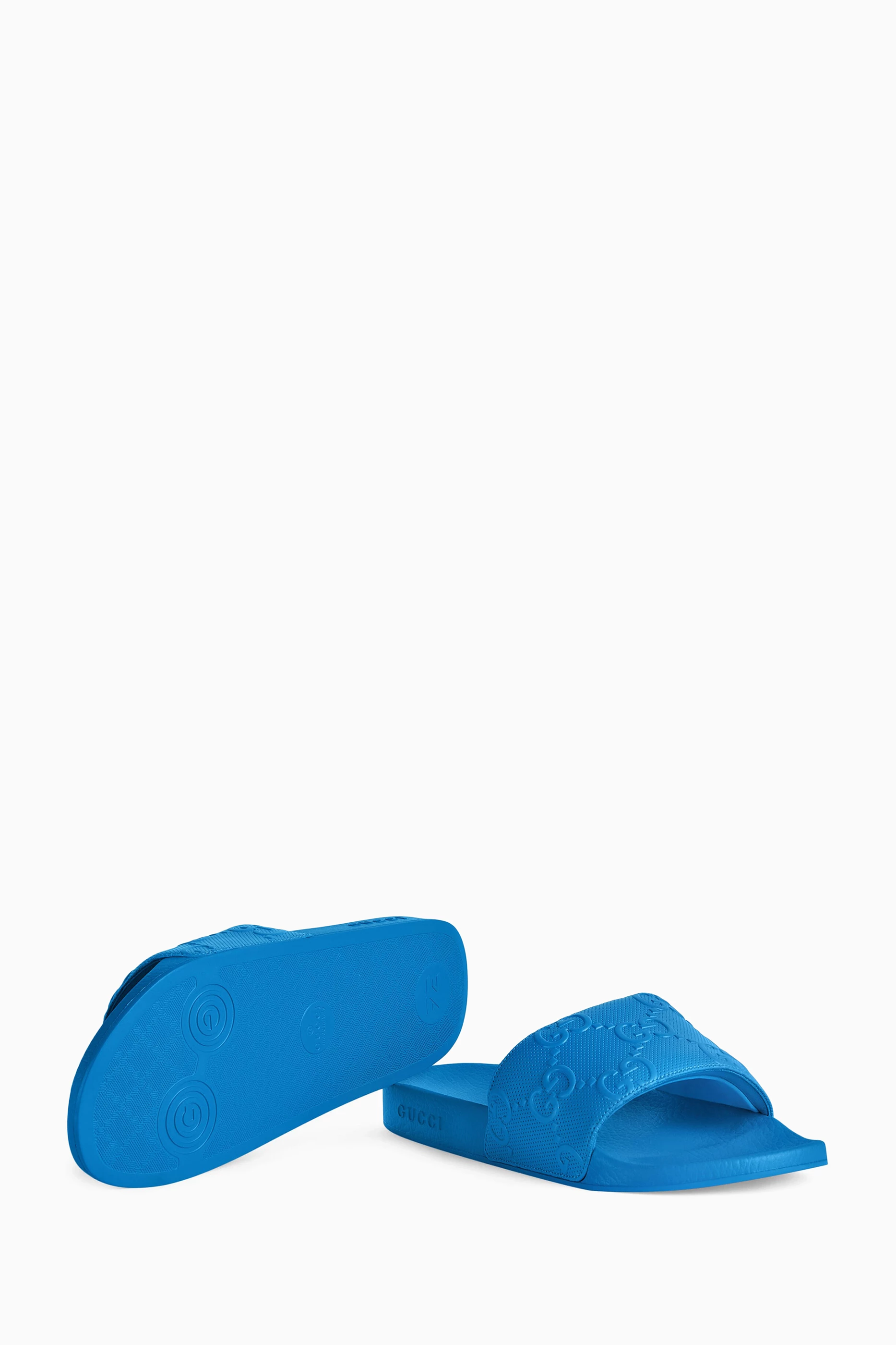 Buy Gucci Blue Slide Sandals in GG Demetra For Men Online Ounass Saudi