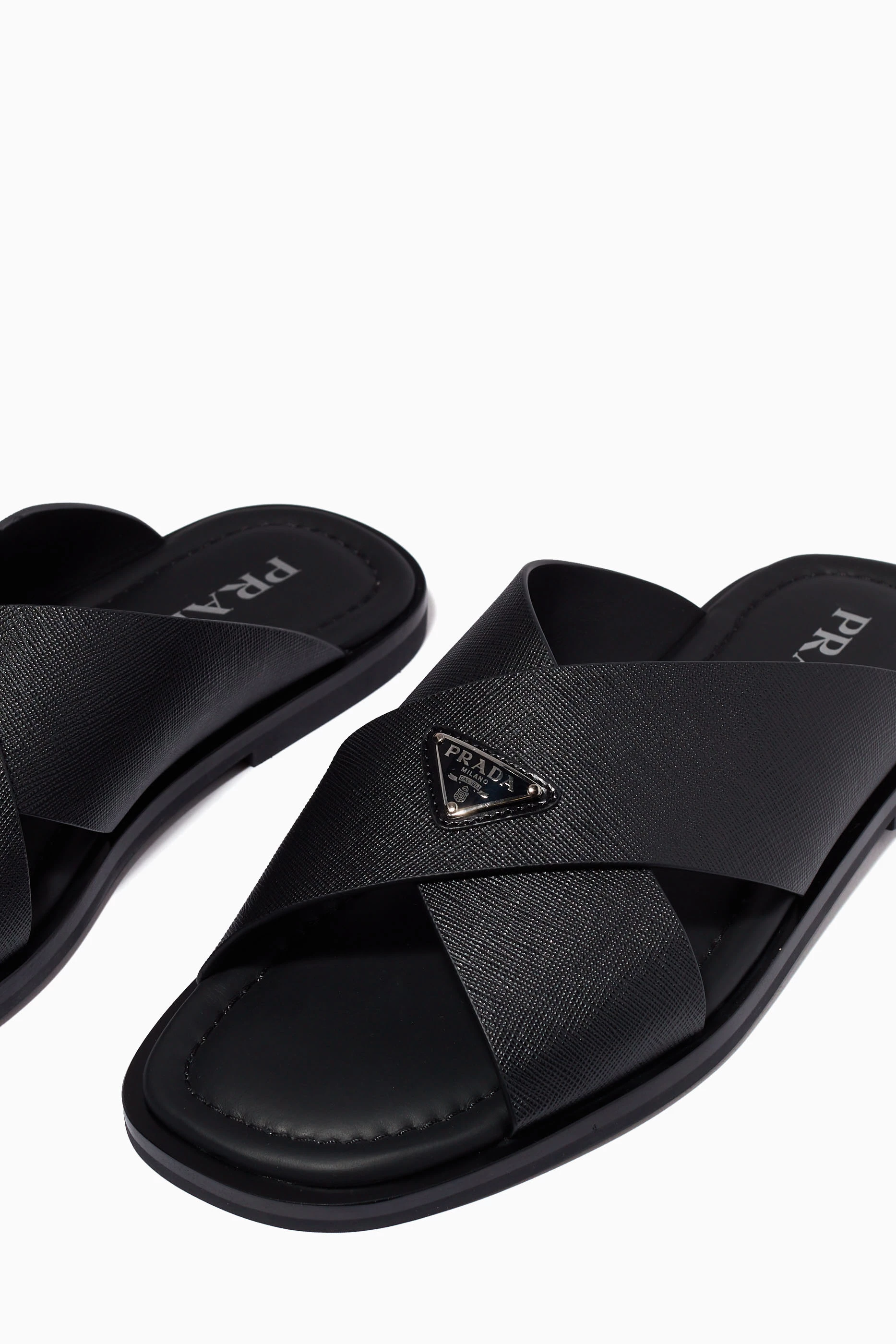 Criss Cross Prada Sandals Mens Prada Black Leather Crisscross