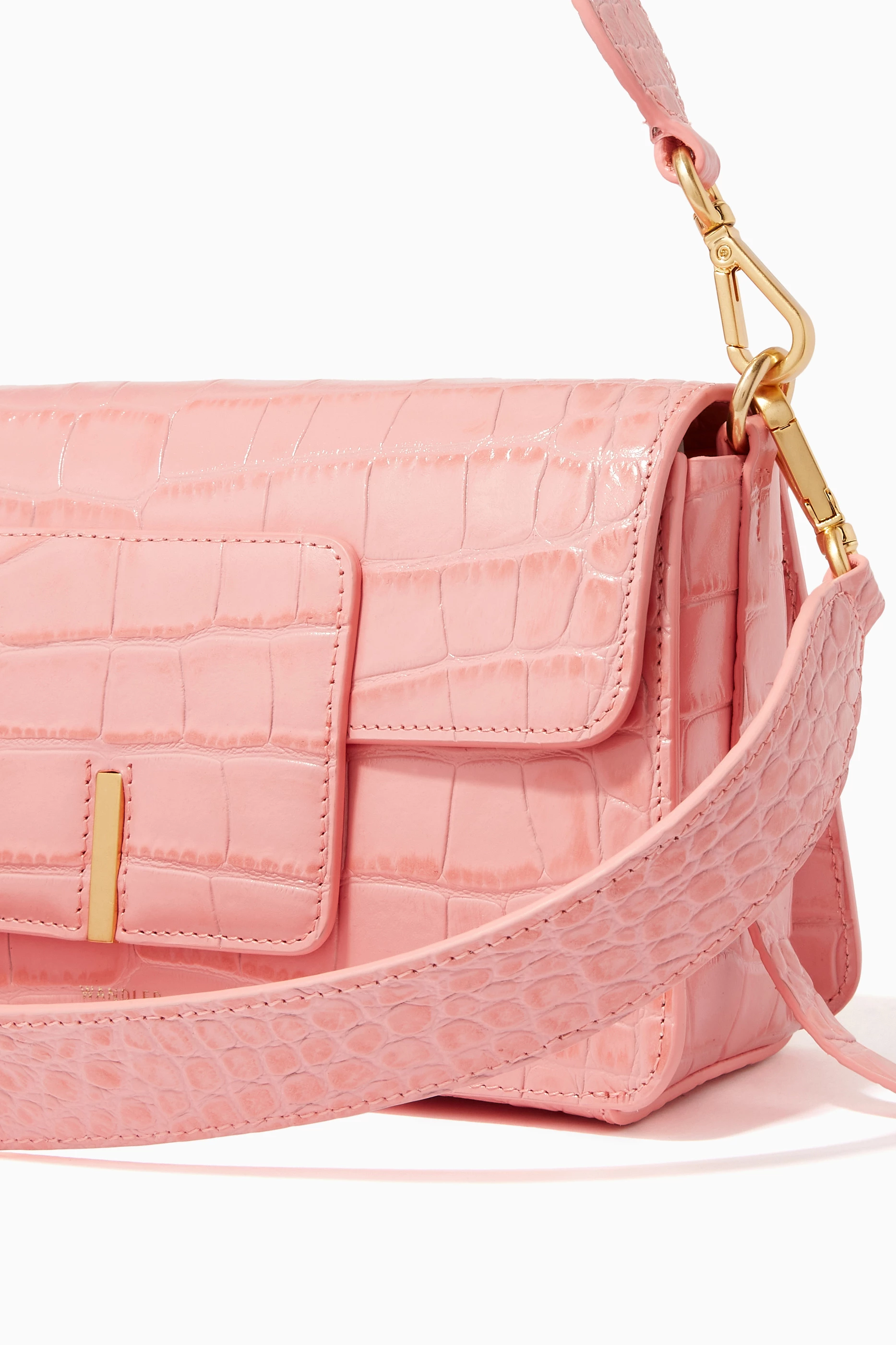 Buy Wandler Pink Georgia Shoulder Bag in Croc embossed Leather For Women Online Ounass Saudi