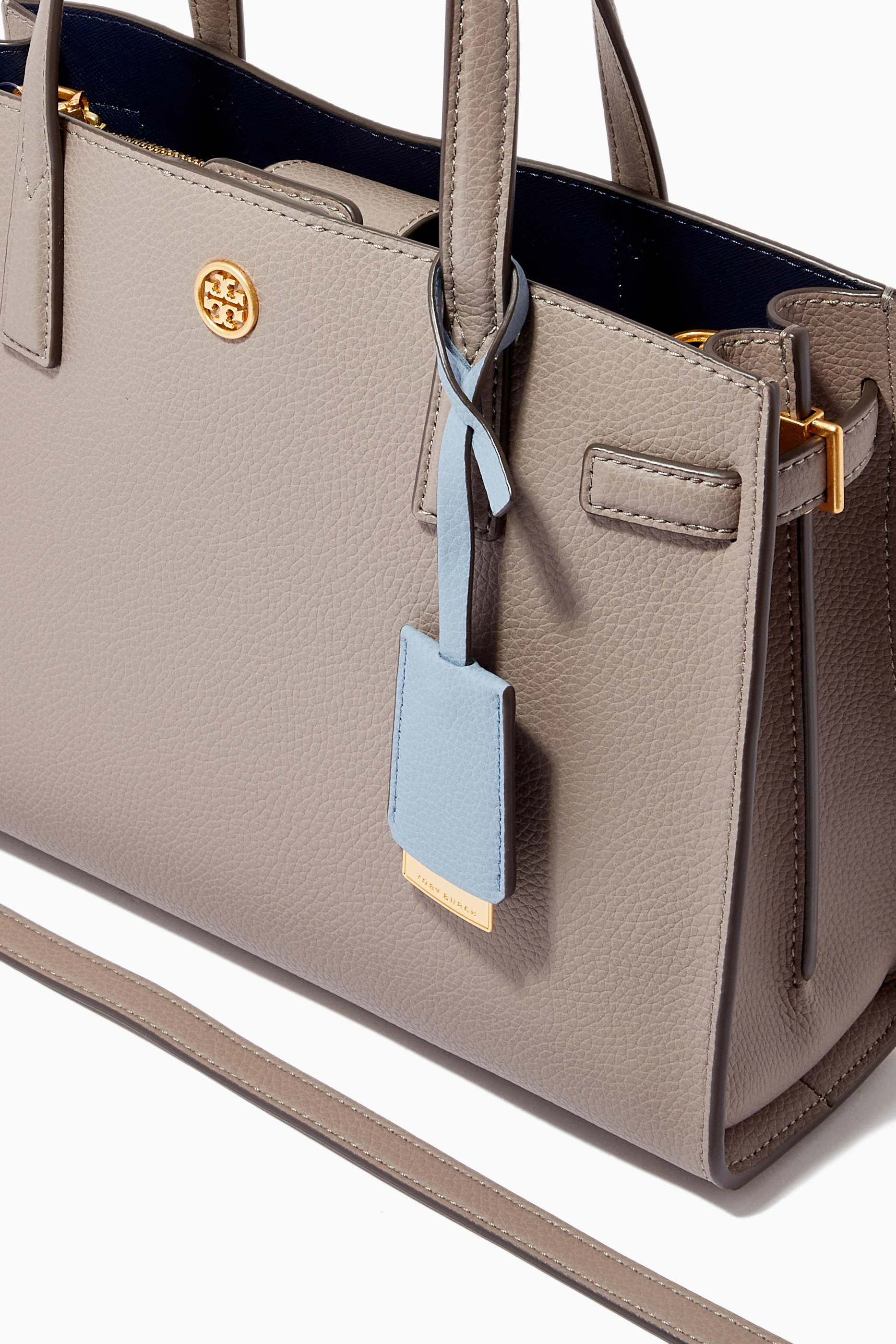 Buy Tory Burch Grey Walker Small Satchel Bag in Leather For