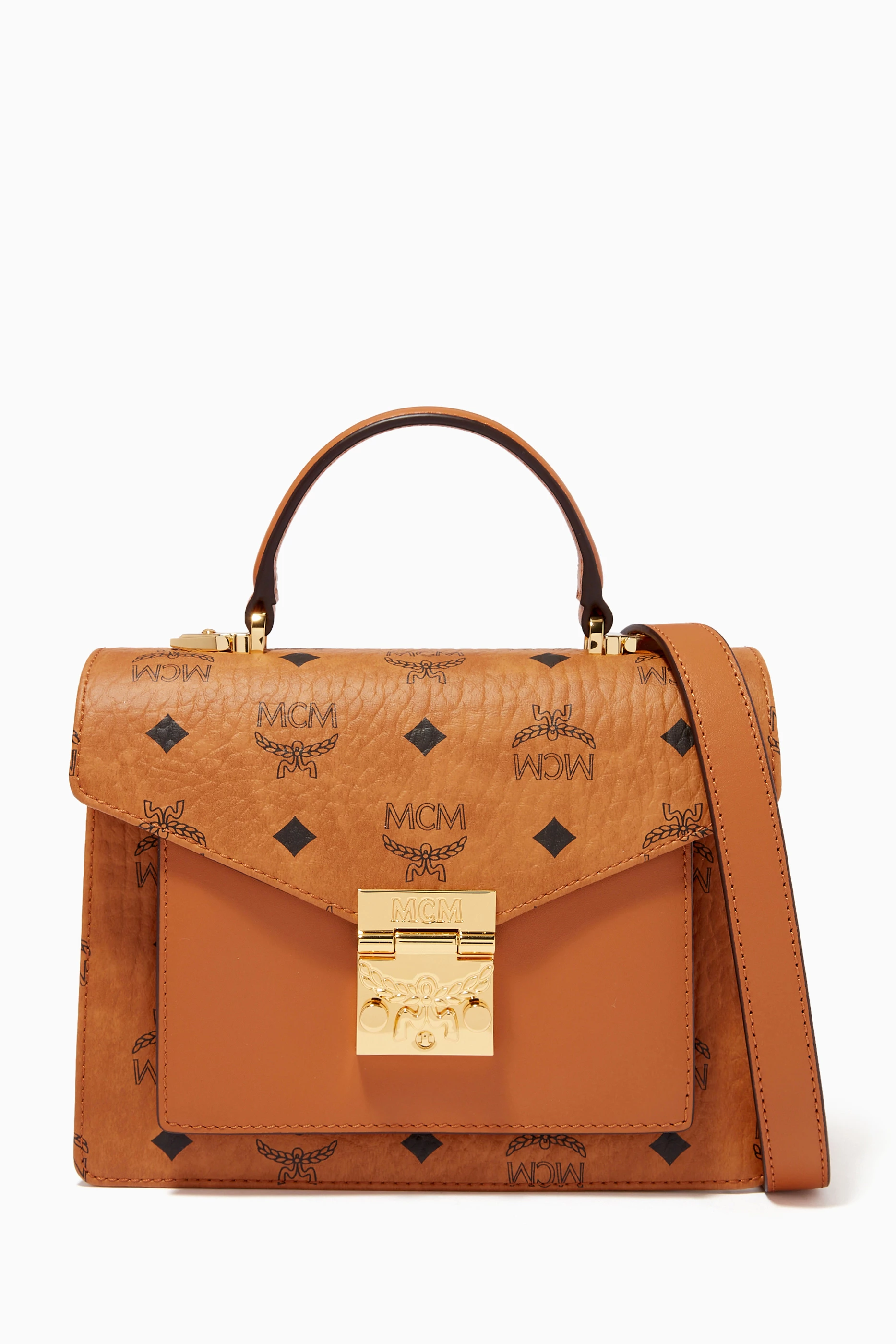 Buy MCM Brown Small Patricia Satchel in Visetos For Women Online Ounass Saudi