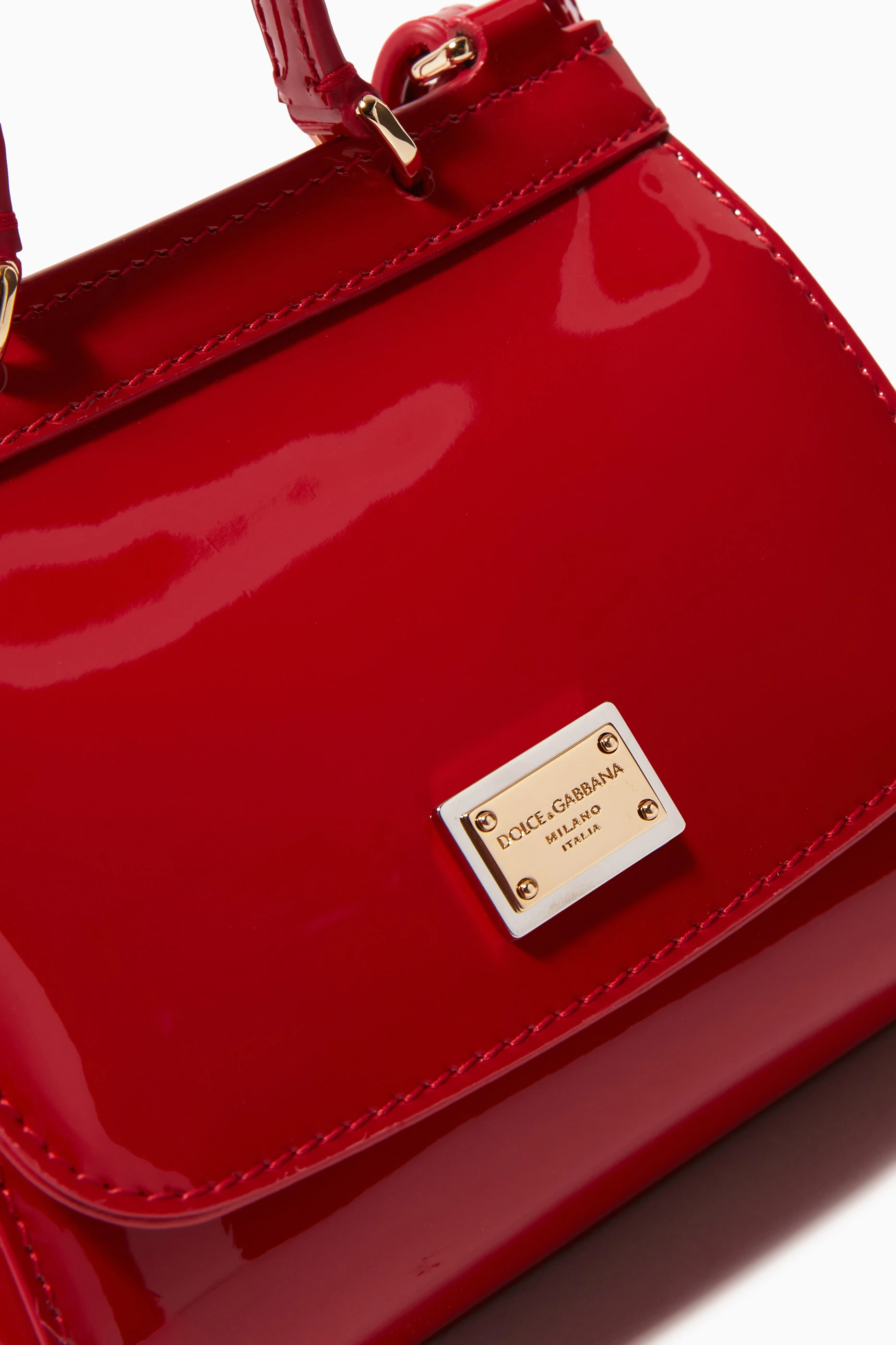 Buy Dolce & Gabbana Red Mini Miss Sicily Top Handle Bag in Leather