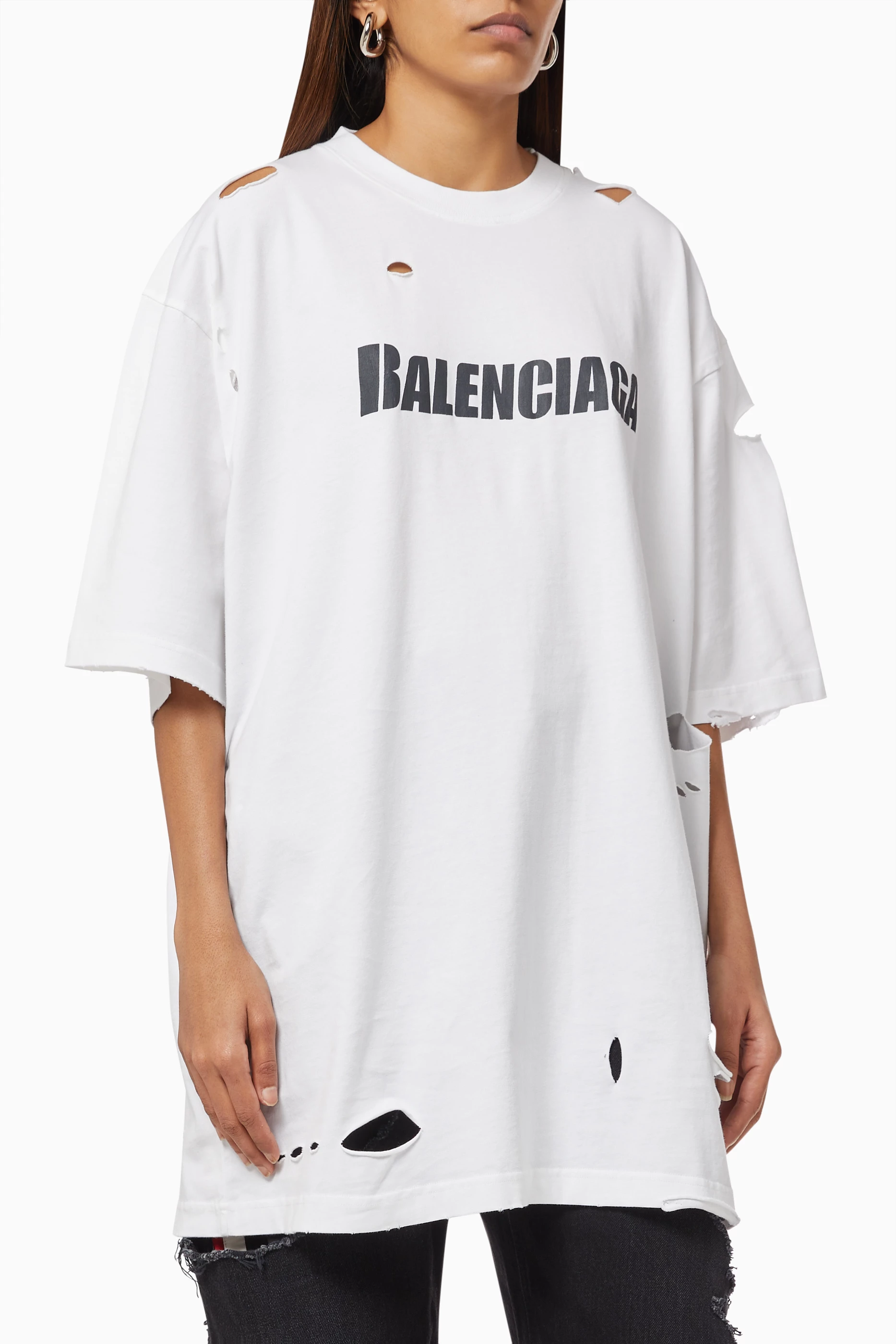 日本全国送料無料商品 | 特集  White Balenciaga Buy Caps T Fit Large Flatground Destroyed Tシャツ+カットソー(半袖+袖なし)