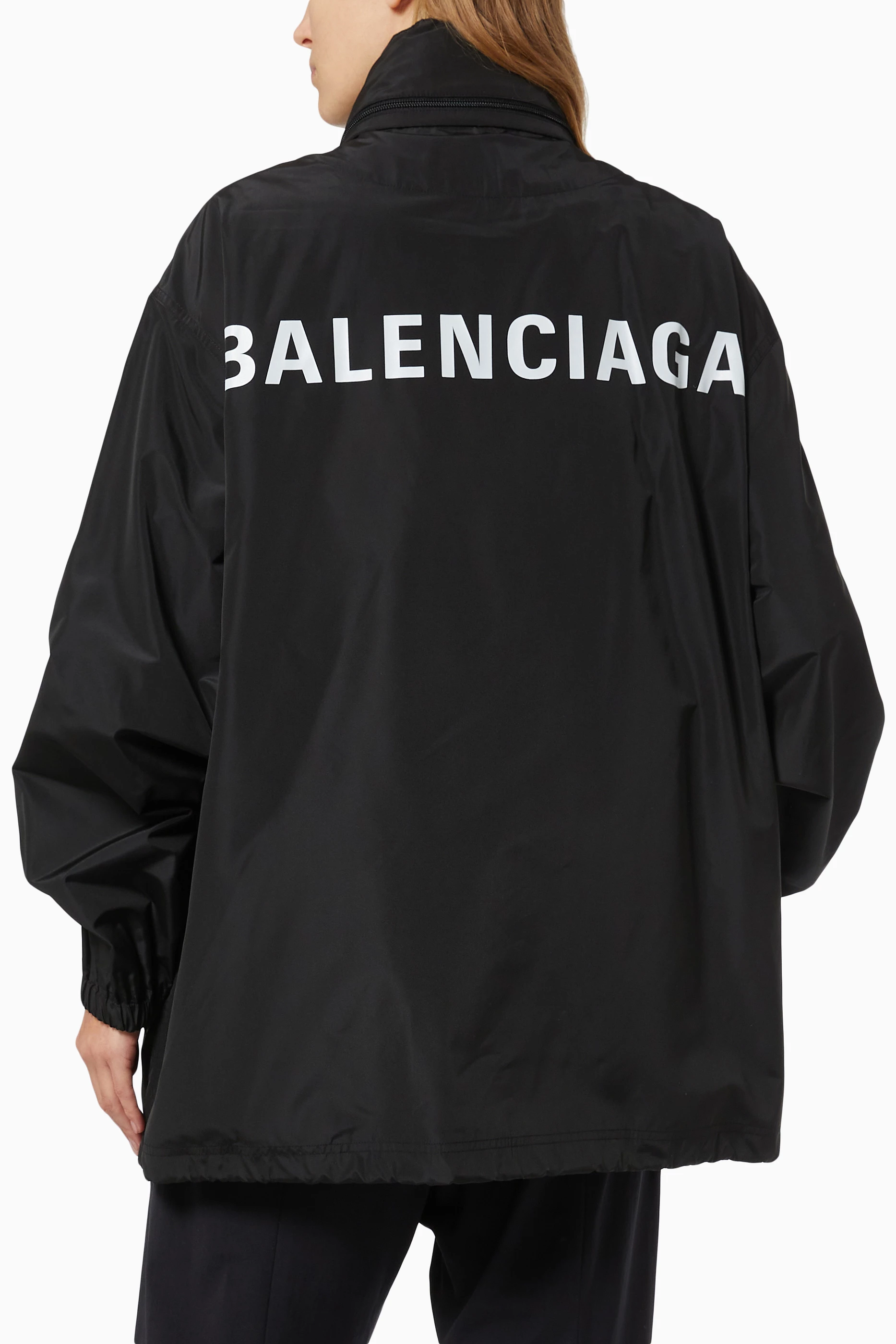 Buy Balenciaga Black Logo Rain Jacket in Nylon For Women Online Ounass Saudi