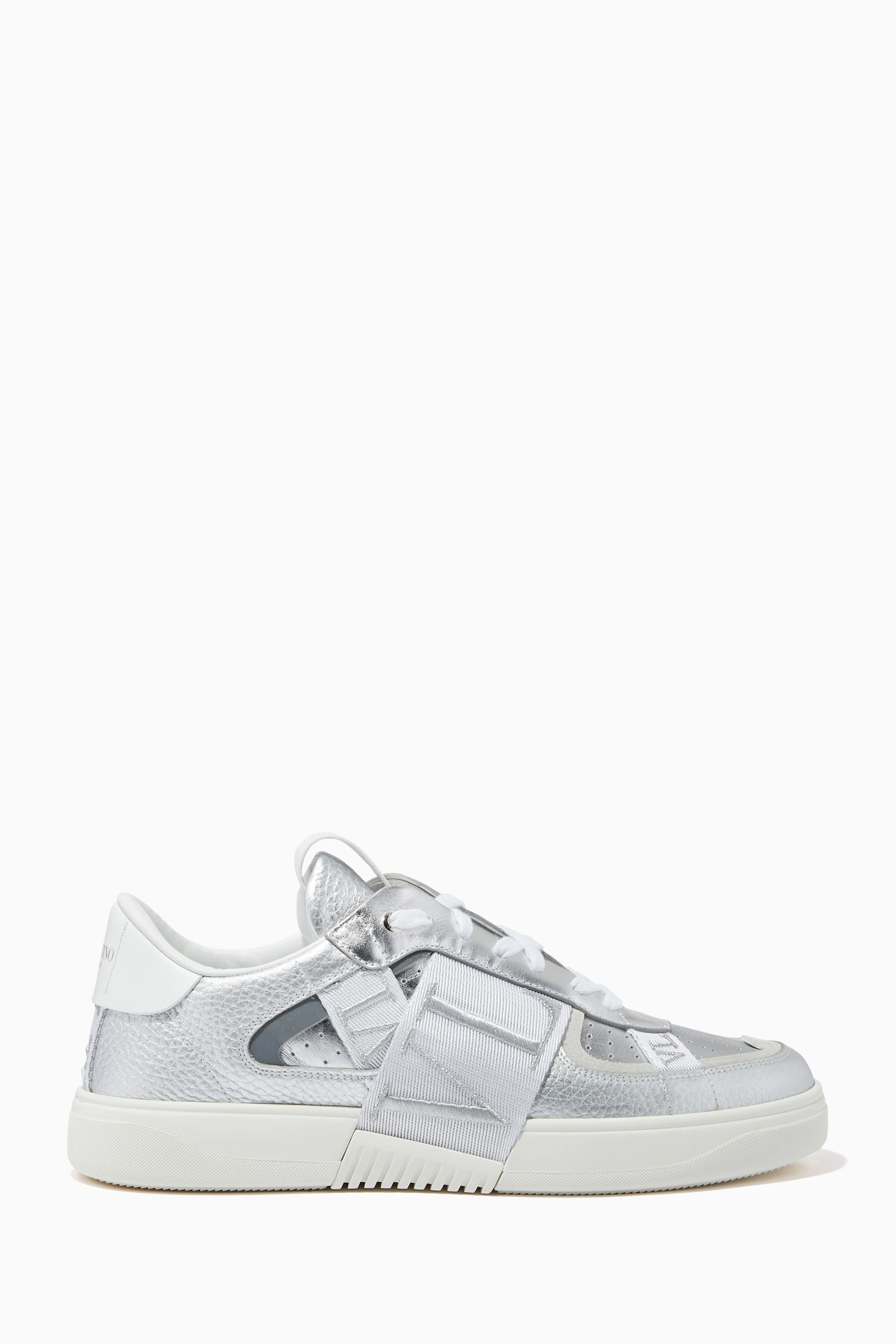 Buy Valentino Garavani Silver Valentino Garavani VLTN Sneakers in Metallic Calfskin For Men Online Ounass Saudi