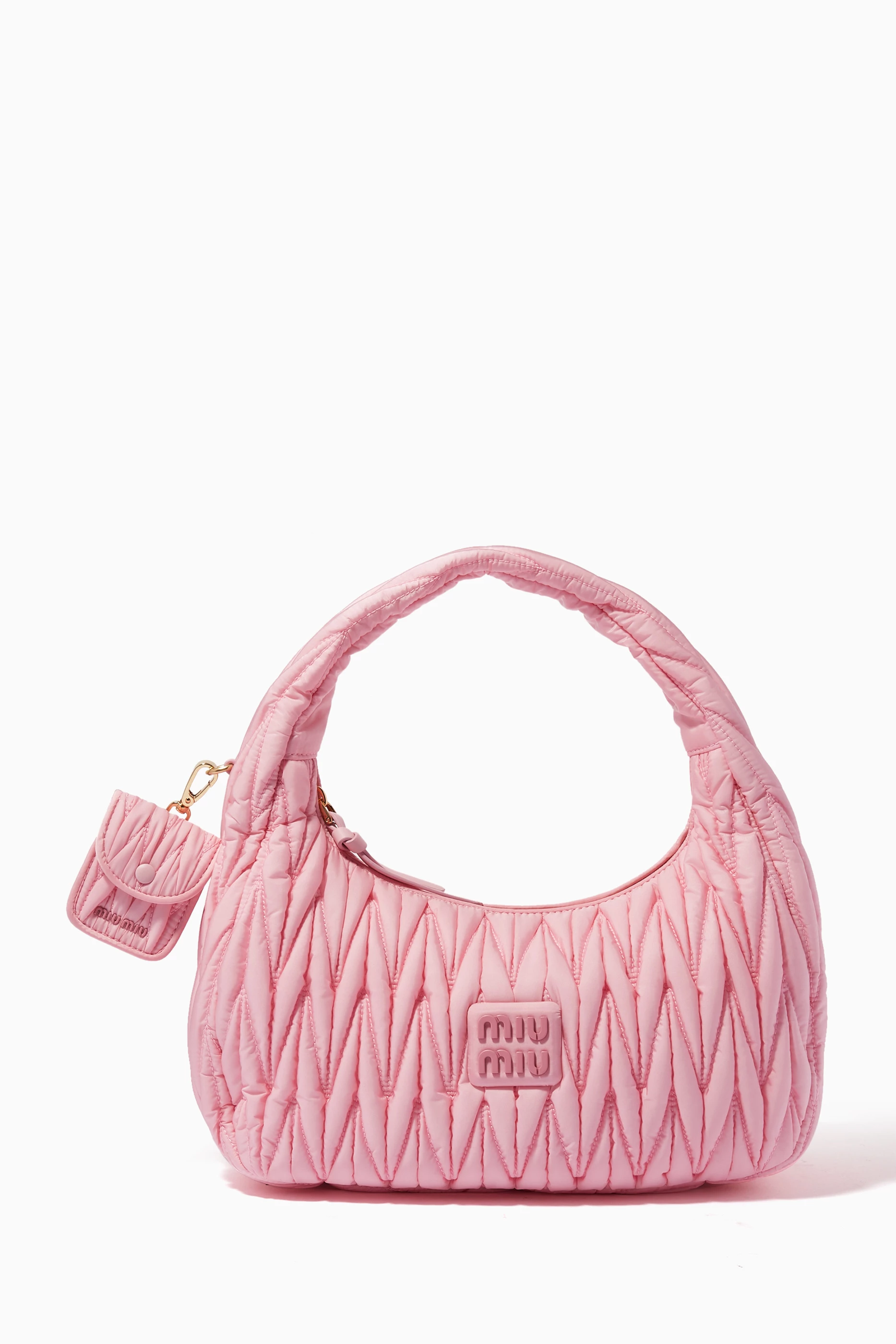 バッグ miu miu nylon shoulder bag Buy Miu Miu Pink Miu Wander Shoulder Bag in Matelassé Regenerated