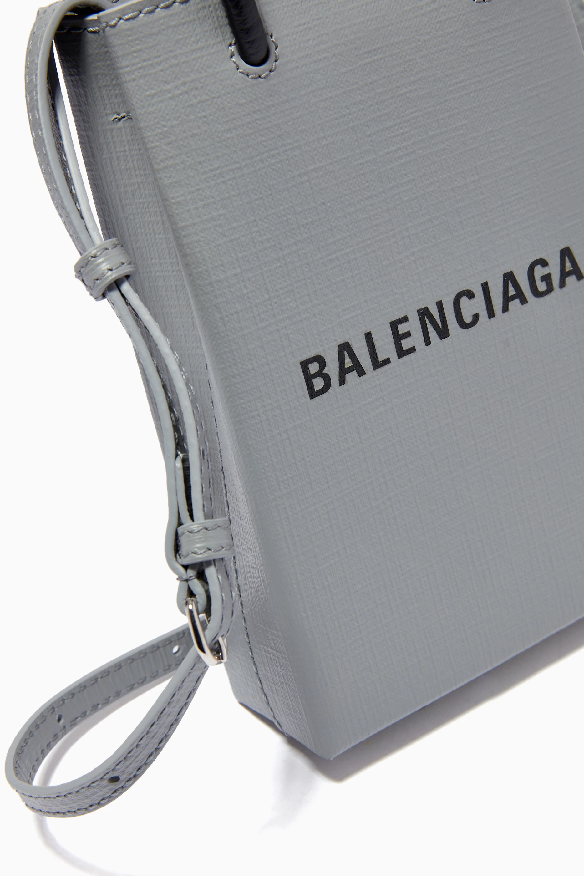 Buy Balenciaga Grey Shopping Phone Holder Bag in Squared Calfskin For UNISEX Online Ounass Saudi