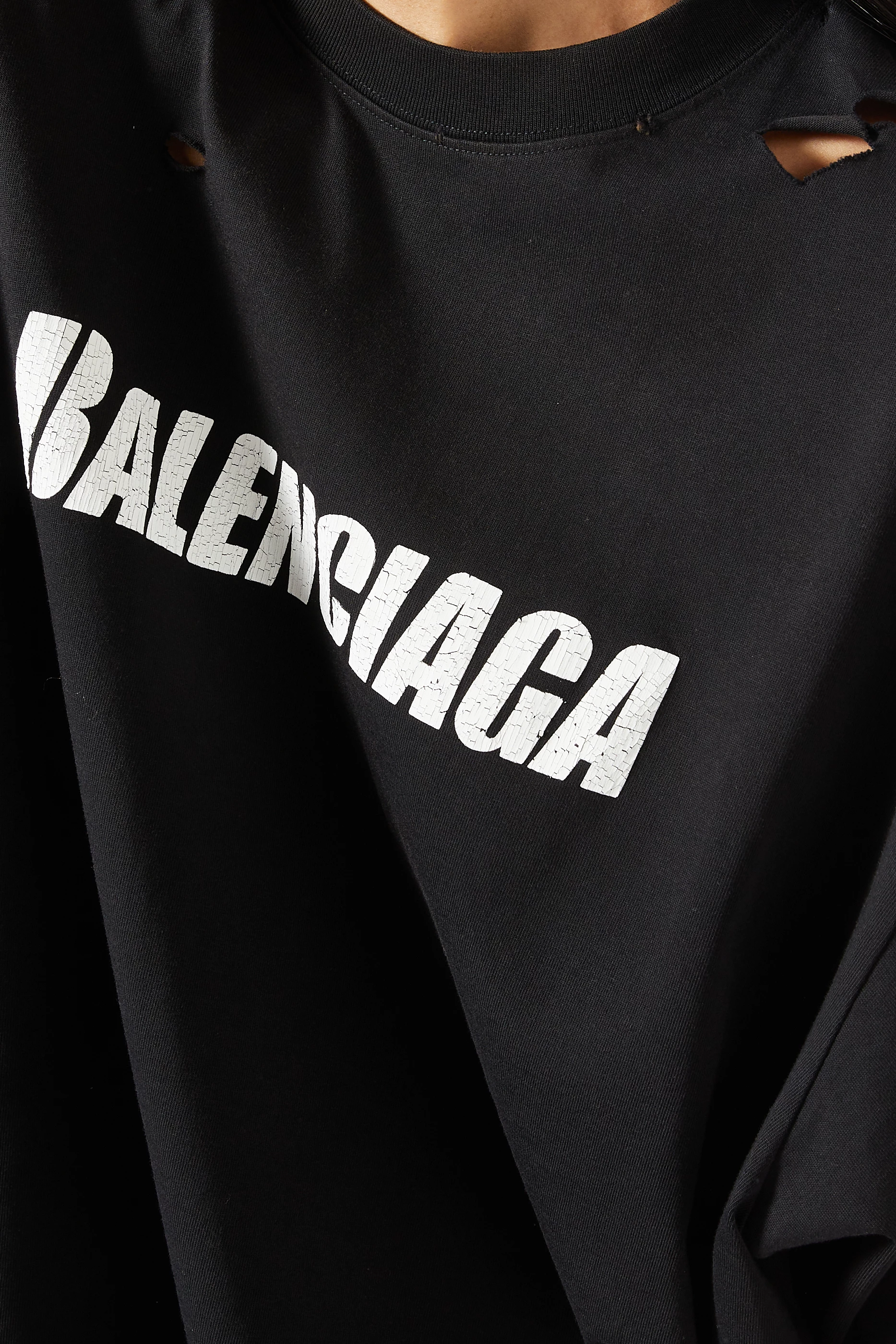 【BALENCIAGA】Destroyed Flatground Tee Tシャツ Balenciaga Caps Destroyed Flatground T-shirt Black Men's