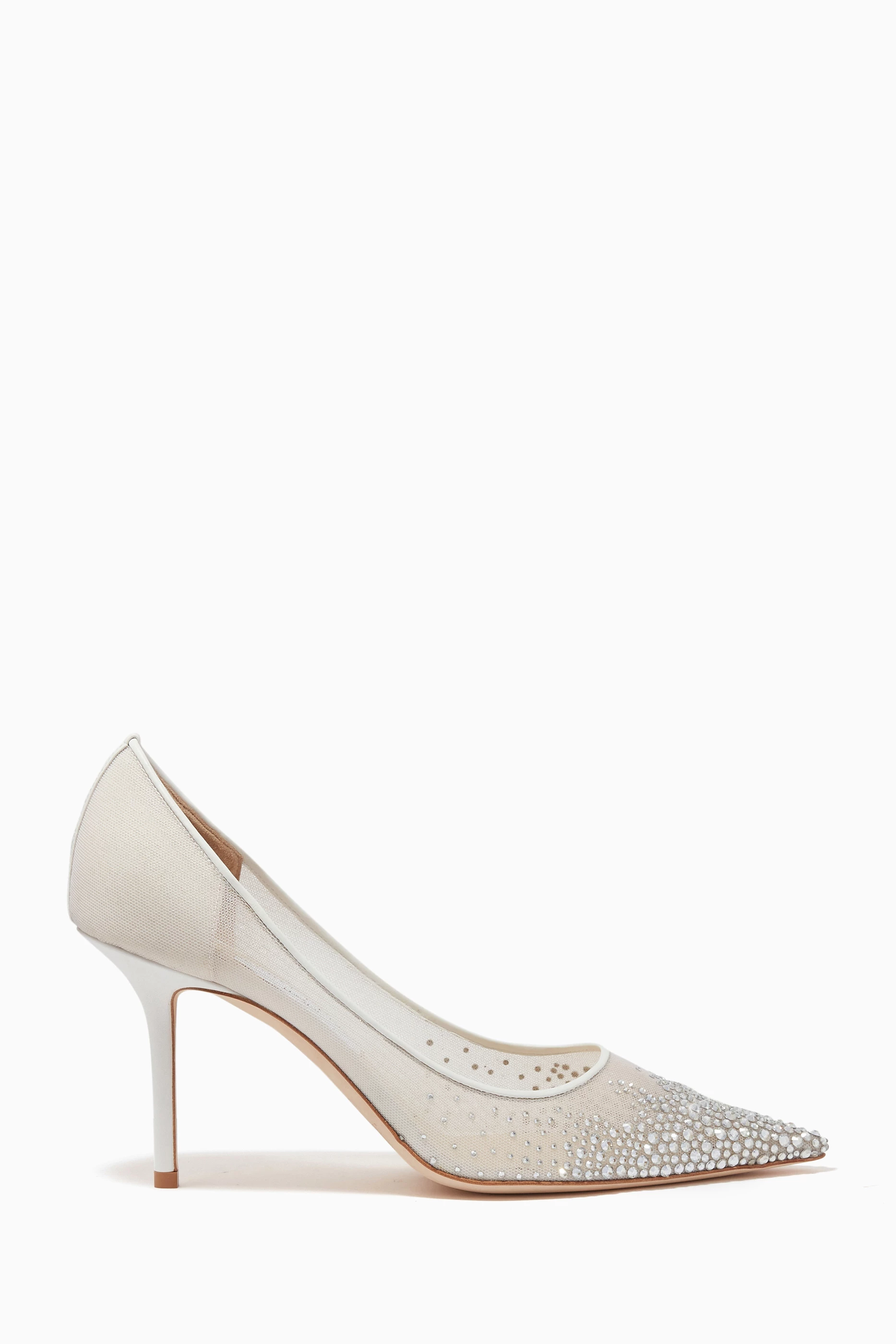 Buy Jimmy Choo White Love 85 Pumps in Degradé Crystal Mesh For - Main Image