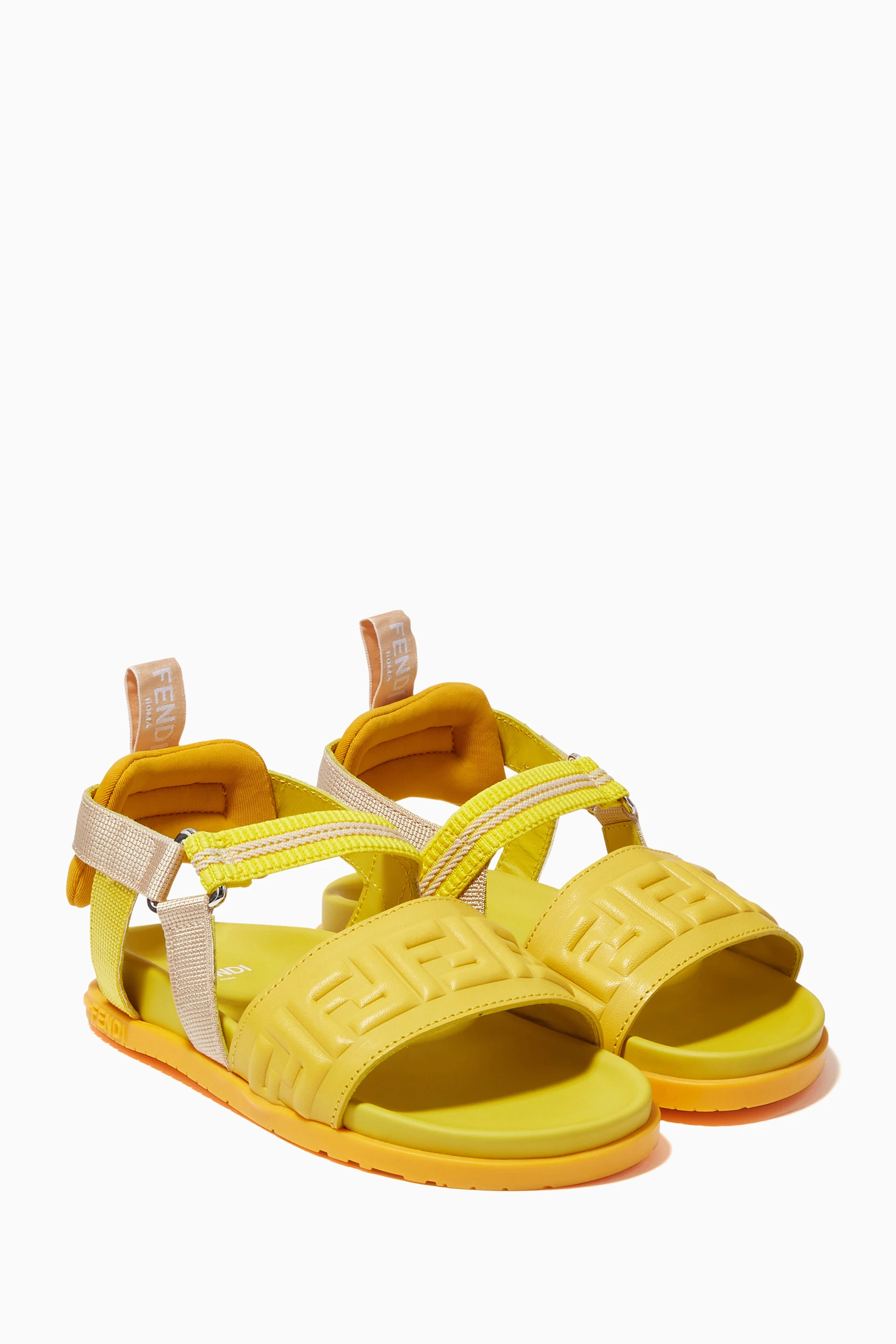 Buy Fendi Yellow FF Monogram Sandals in Textile For Boys Online Ounass Saudi