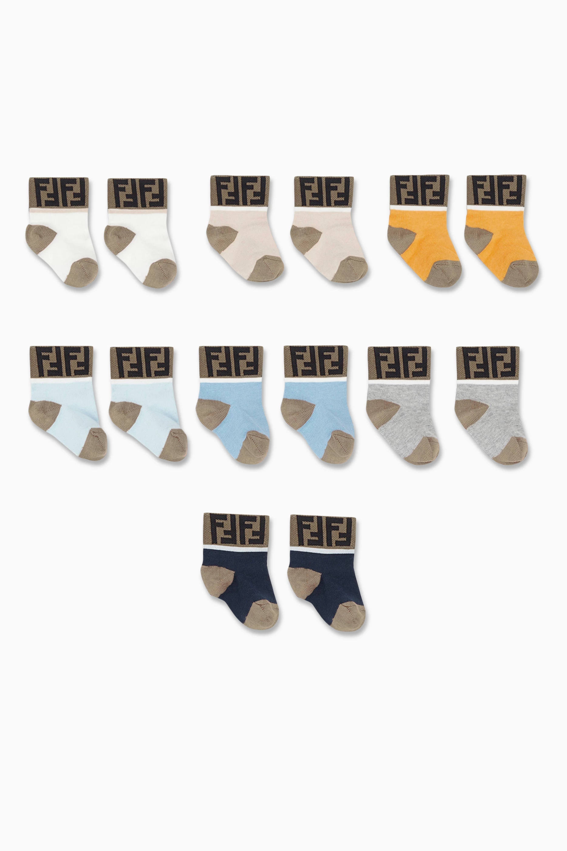 Buy Fendi Multicolour Logo Intarsia Socks Set of 7 For Kids Online Ounass Saudi