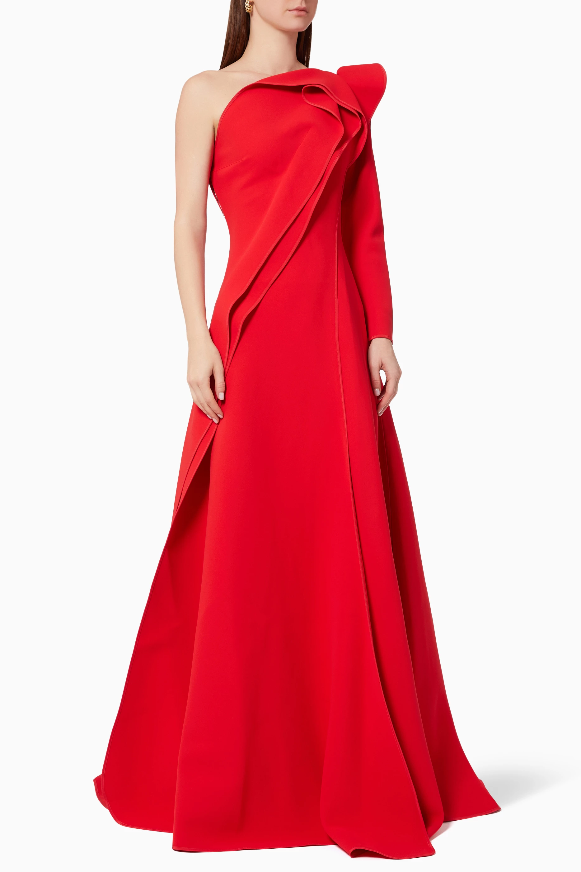 maticevski red dress MATICEVSKI Breakout strapless crepe midi dress
