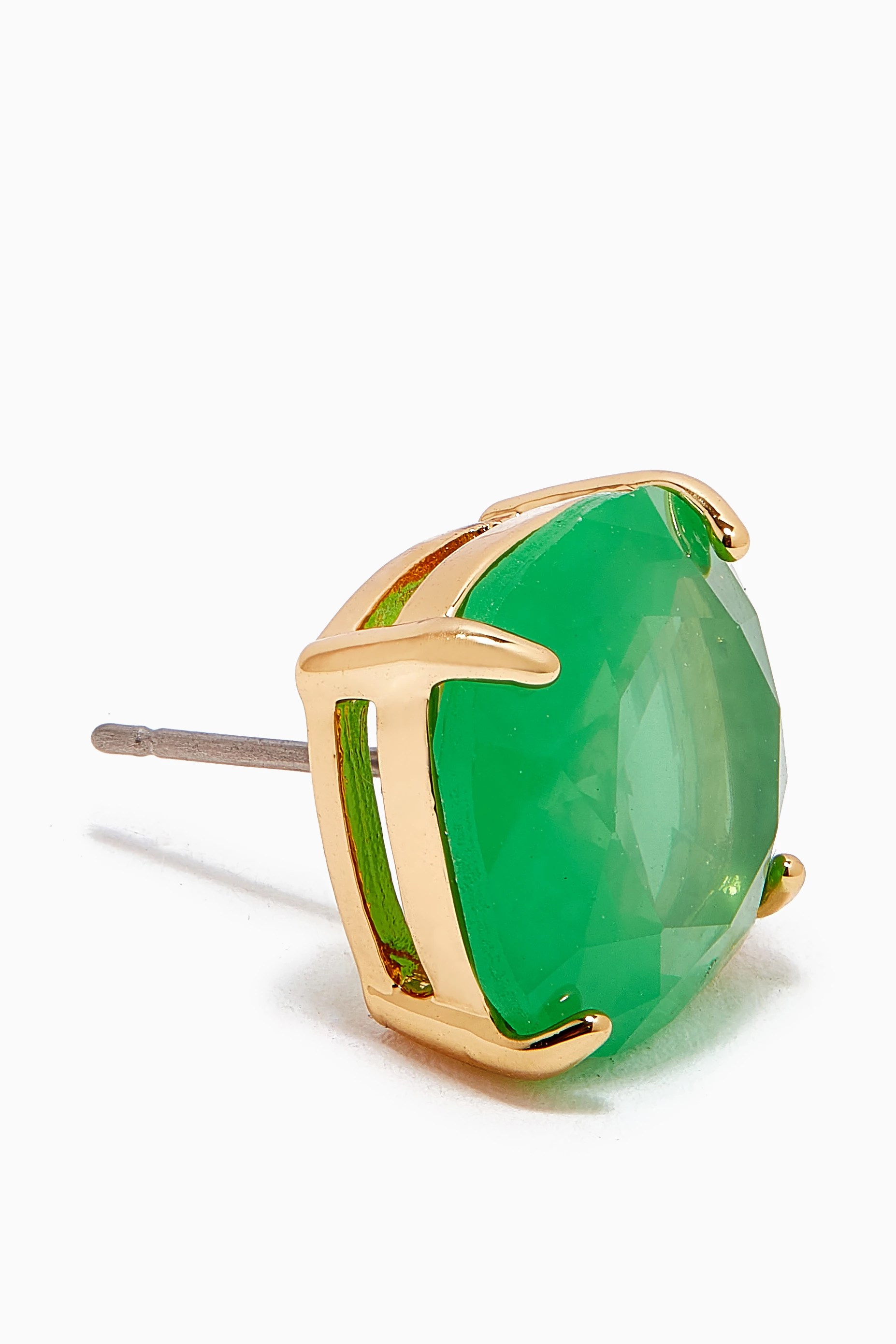 Buy Kate Spade New York Green KS Small Square Studs in 12kt Gold