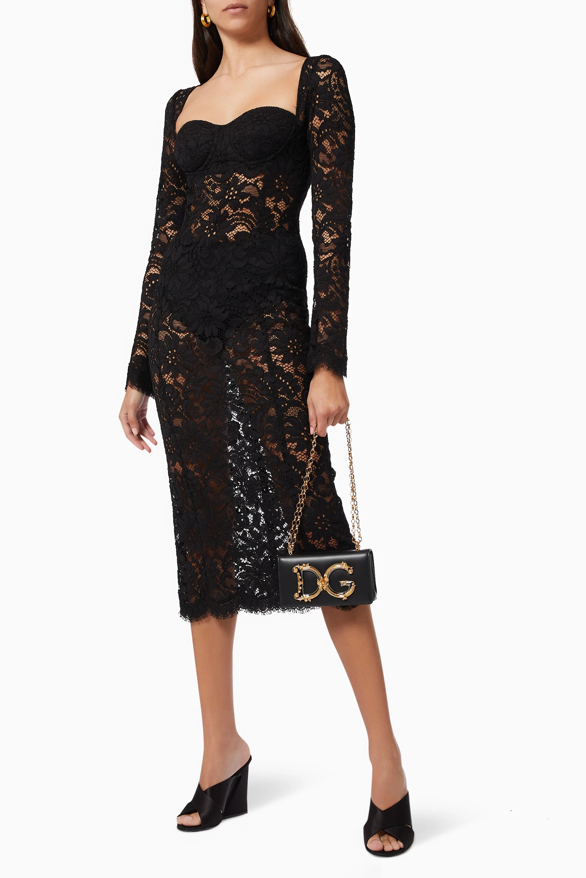 lace hem midi dress Creme Satin Lace Alessia Midi Dress