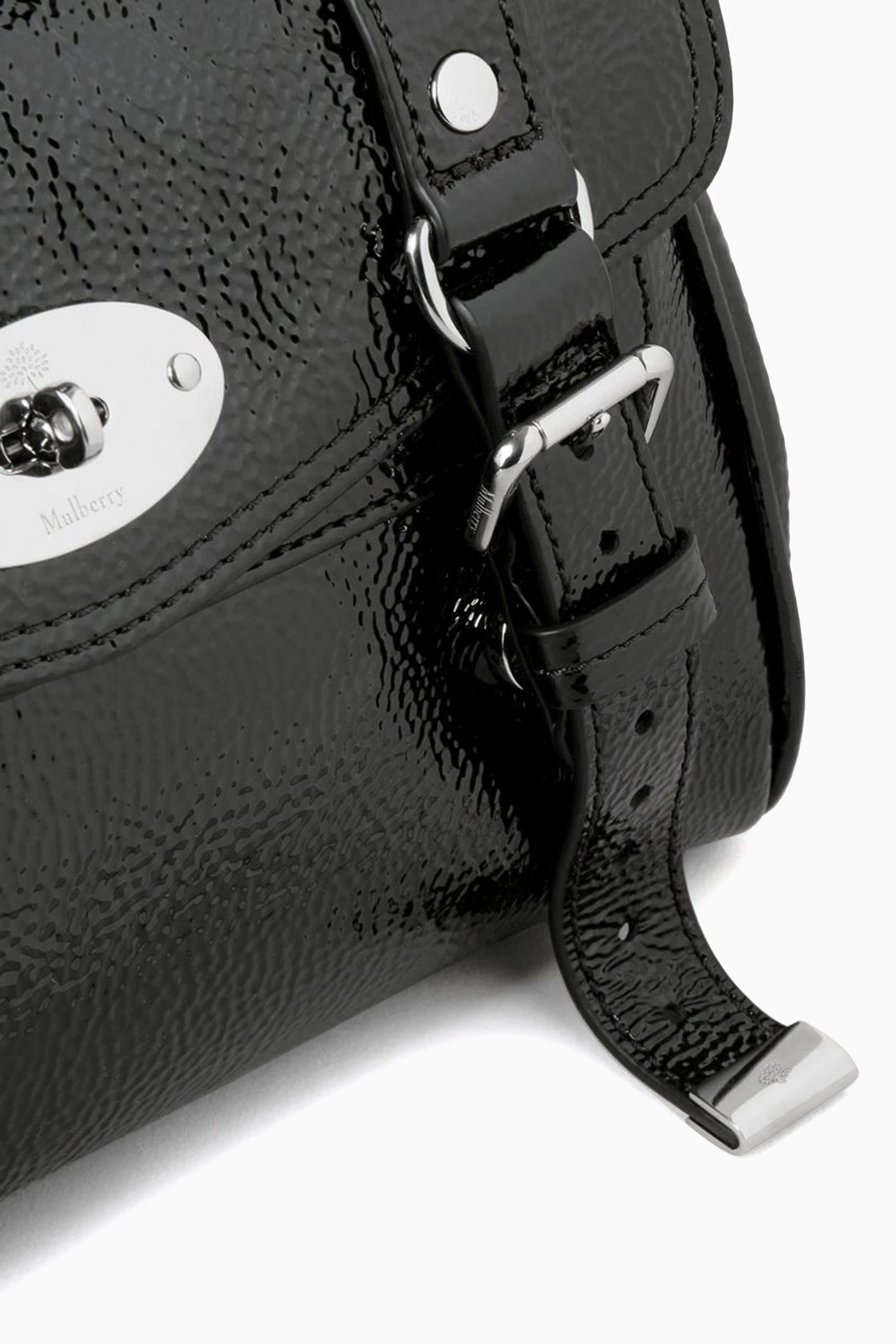 Buy Mulberry Black Mini Alexa Satchel Bag in Spongy Patent Leather