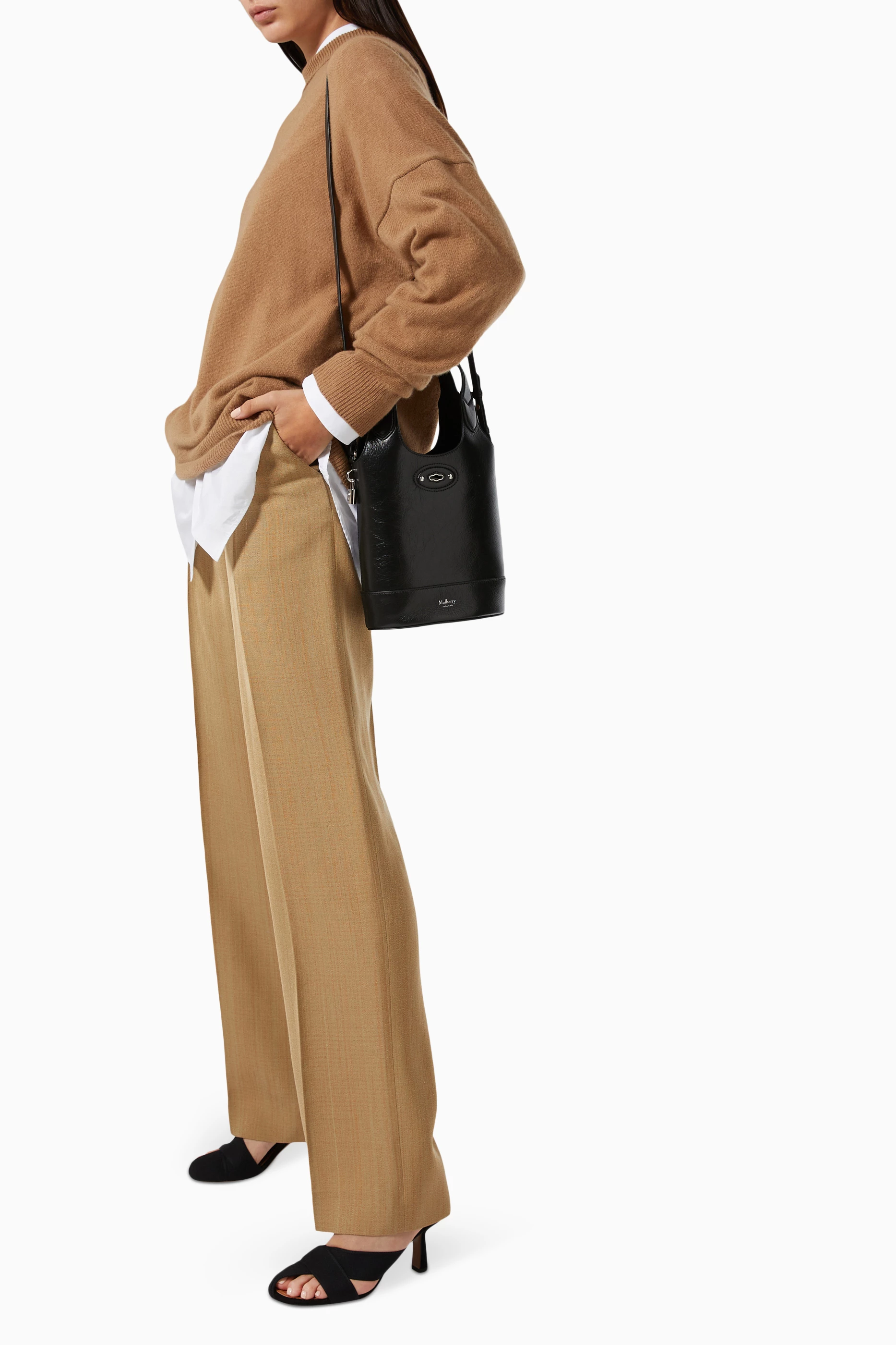 Buy Mulberry Black Small Lily Tote Bag in High Shine Leather For 
