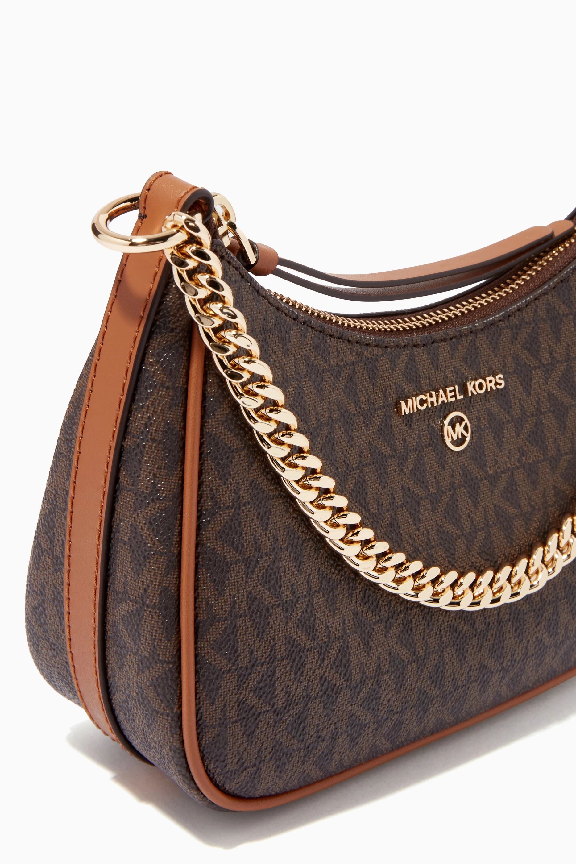 Buy Michael Kors Brown Small Jet Set Charm Shoulder Bag in Logo Canvas For Women Online Ounass Saudi