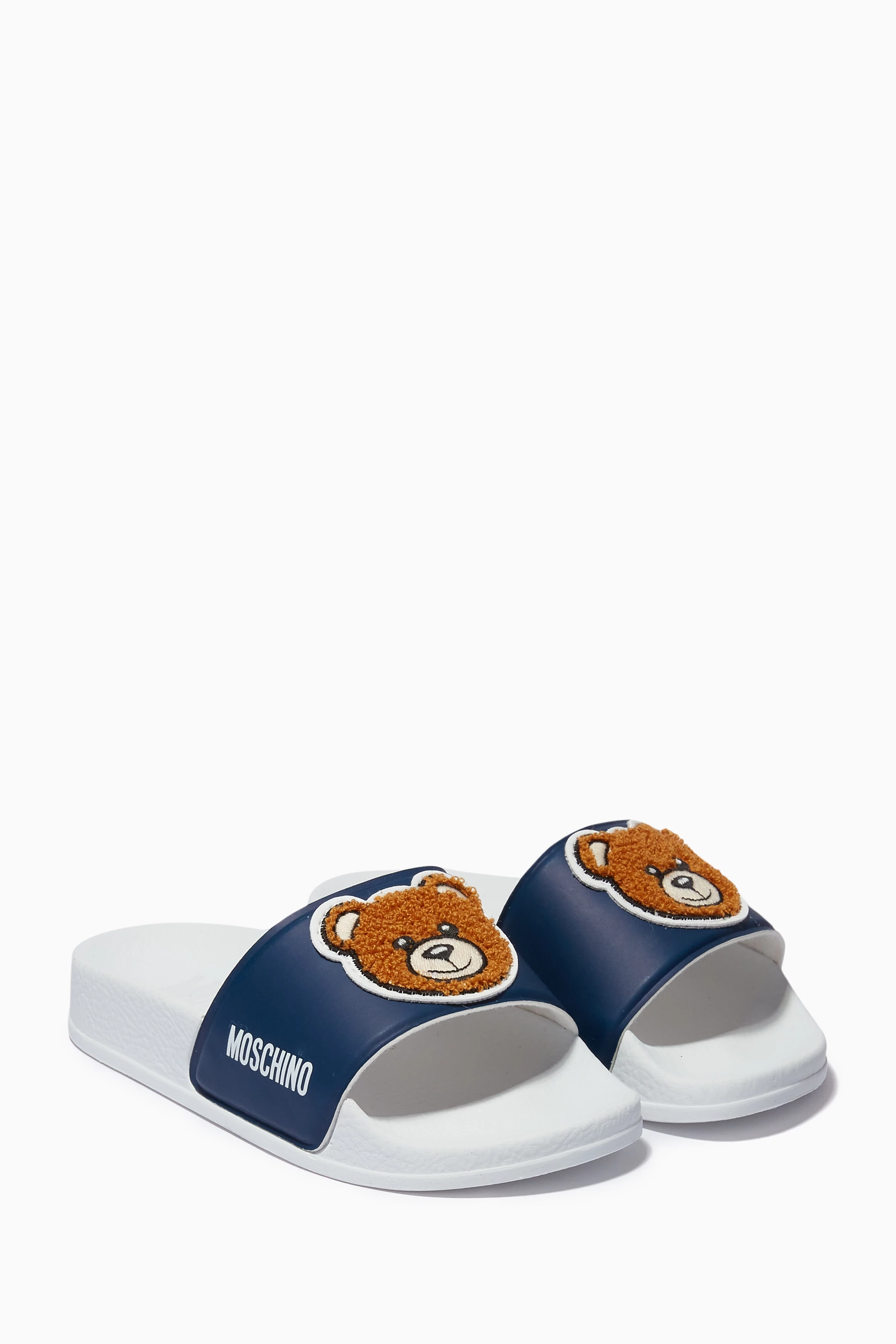 Buy Moschino Blue Teddy Bear Rubber Slides in Dark Blue For Boys Online Ounass Saudi