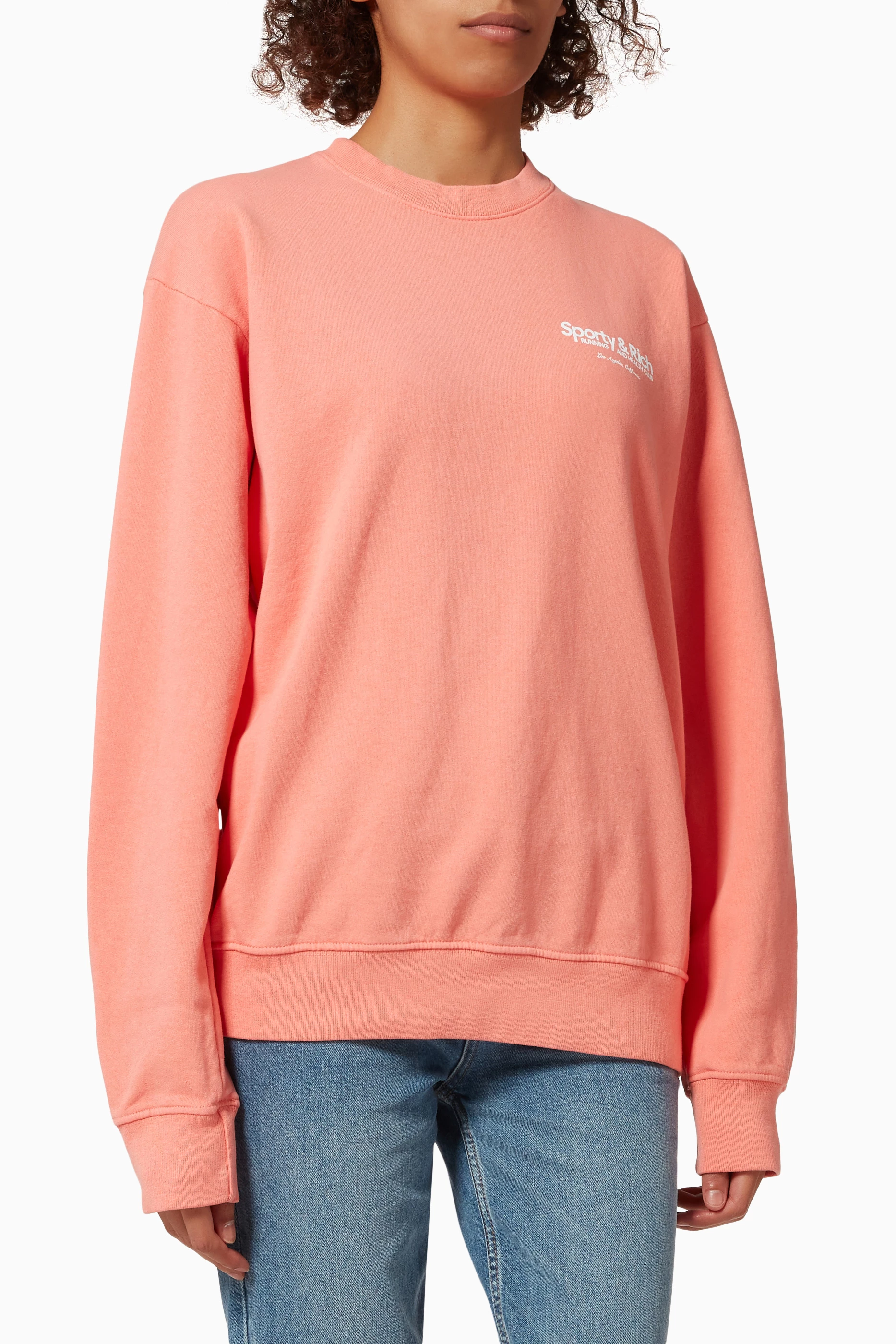 Buy Sporty Rich Pink Club Crewneck Sweatshirt in Cotton For