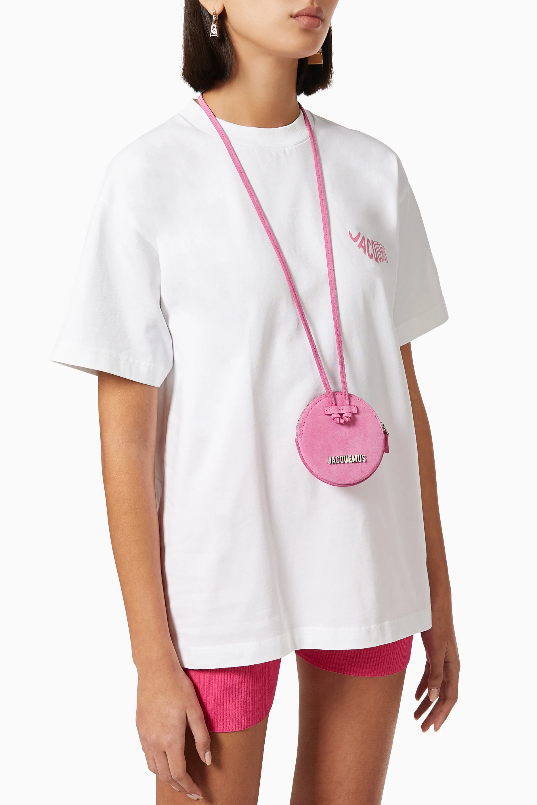 Buy Jacquemus Pink Le Pitchou Round Coin Purse in Leather