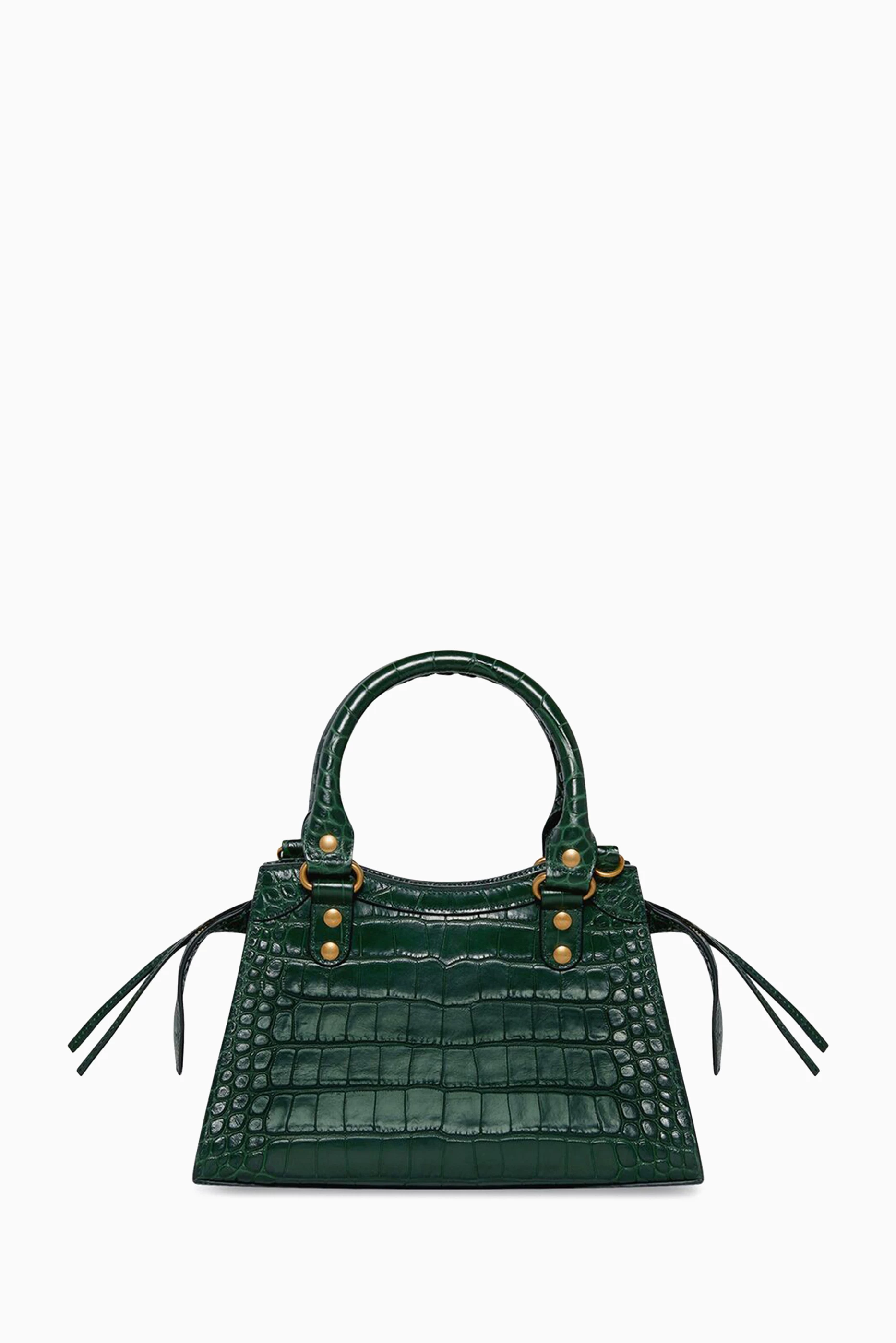 Buy Balenciaga Green Neo Classic Small Top Handle Bag in Croc