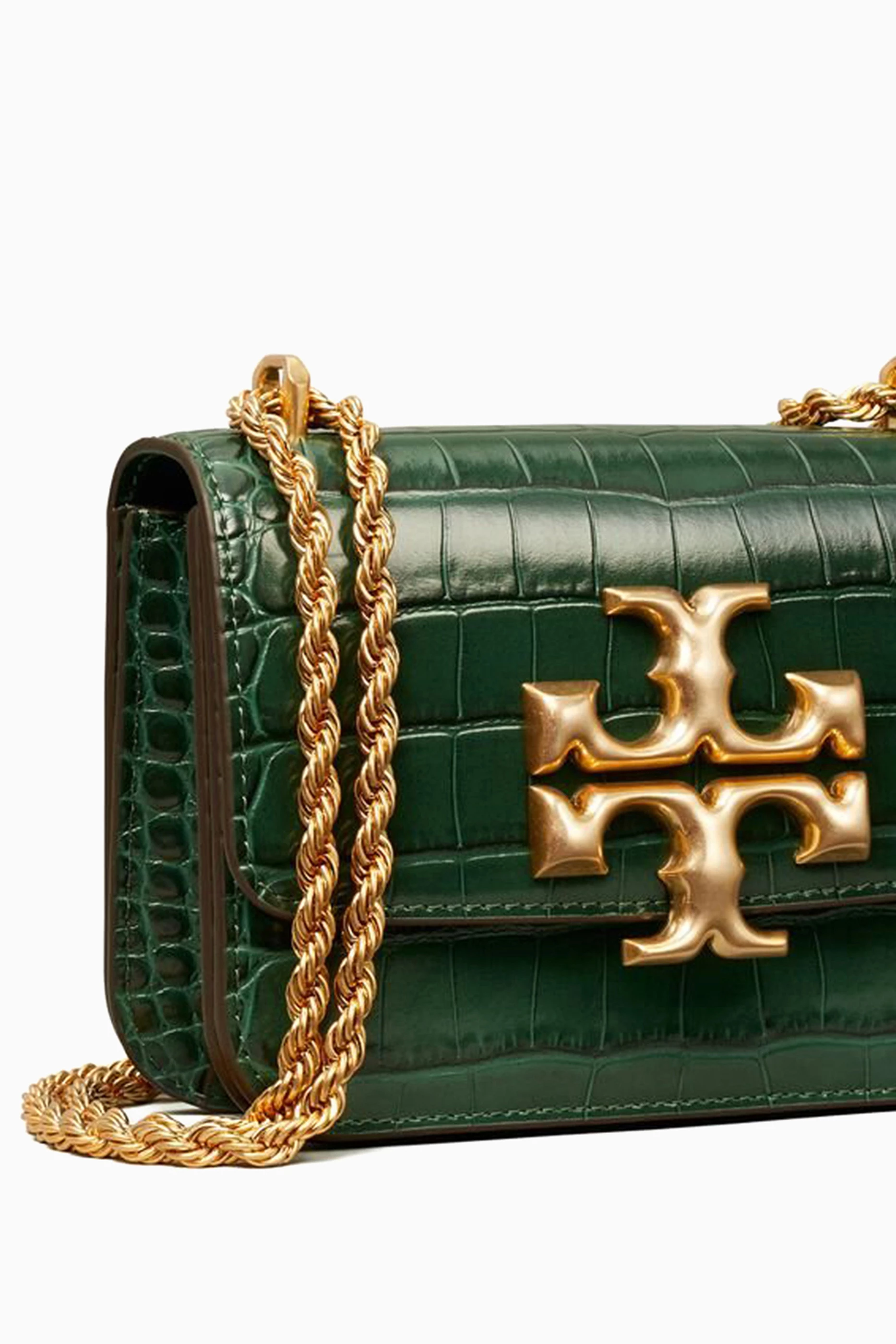 Buy Tory Burch Green Eleanor Bag in Croc-embossed Leather For