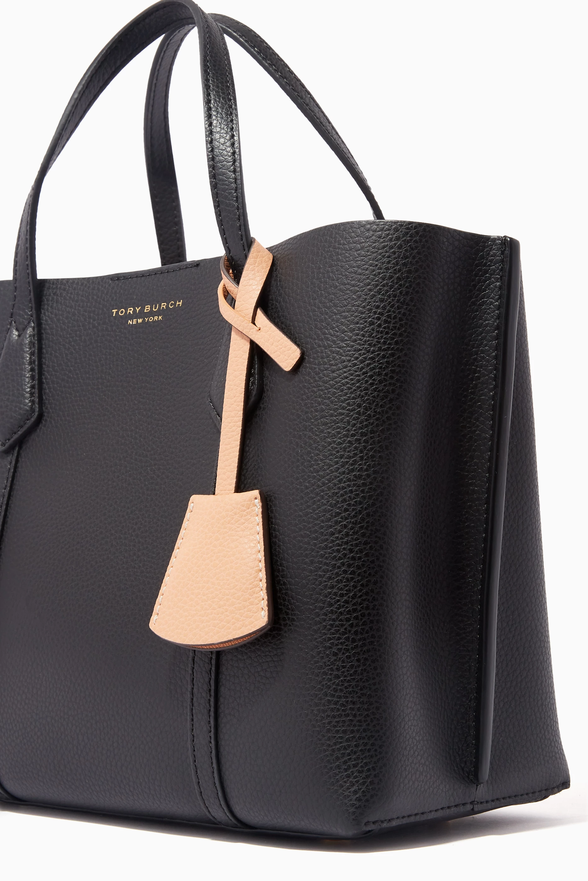 Tory burch black pebbled leather tote sale