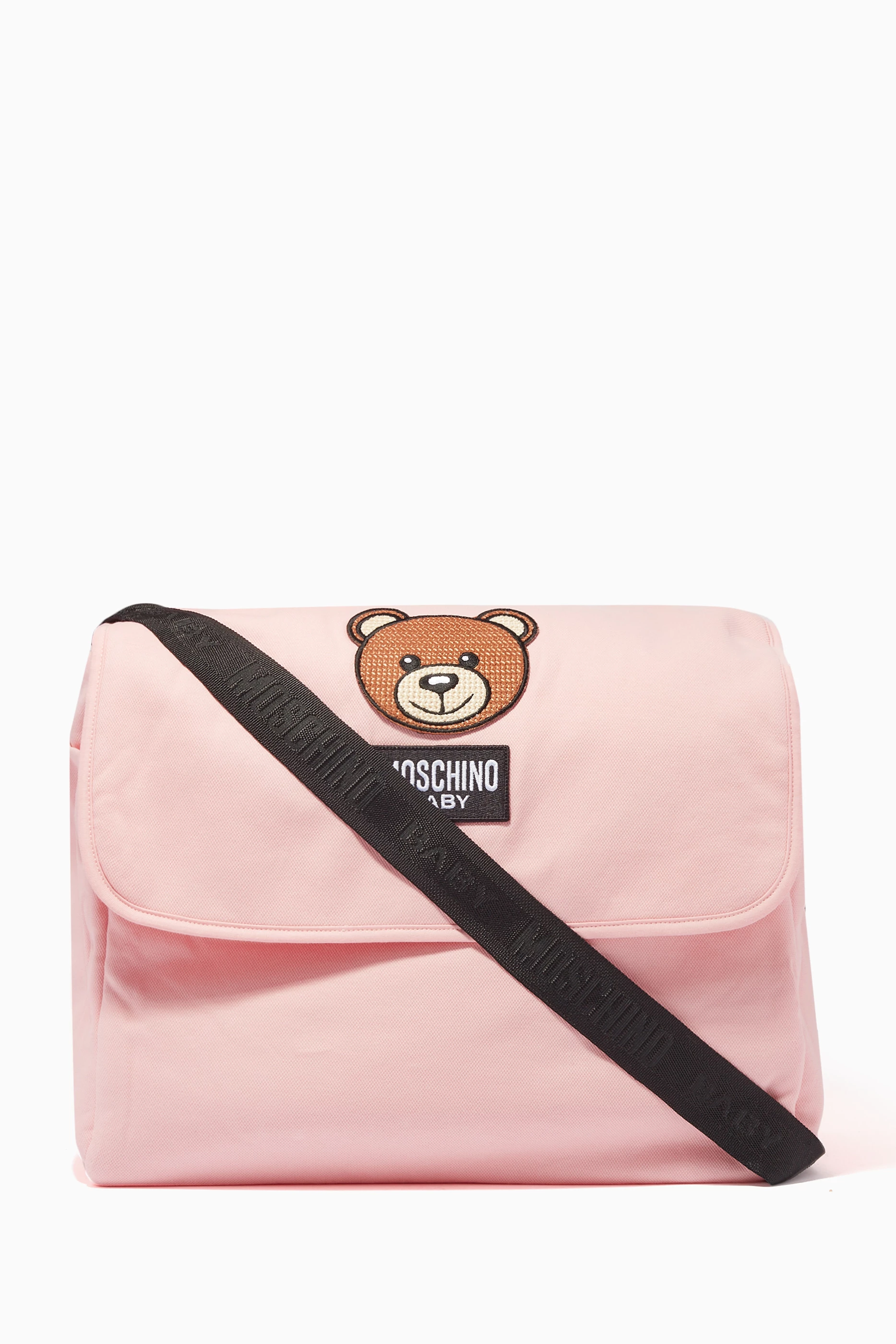 Buy Moschino Pink Teddy Bear Patch Mommy Bag with Mat For Kids Online Ounass Saudi