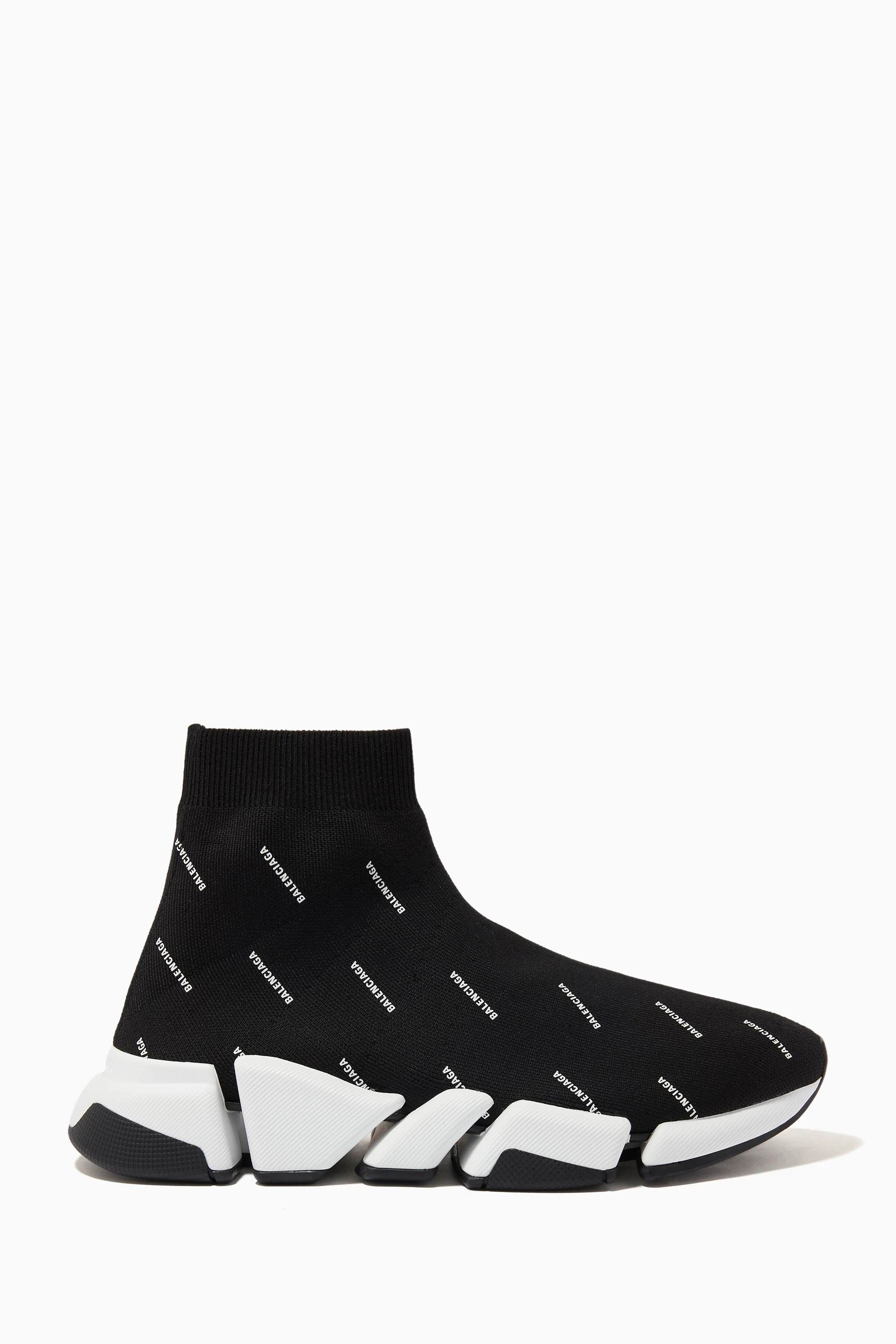 Buy Balenciaga Black Speed 2.0 Sneakers in Allover Logo Recycled Knit For Women Online Ounass Saudi