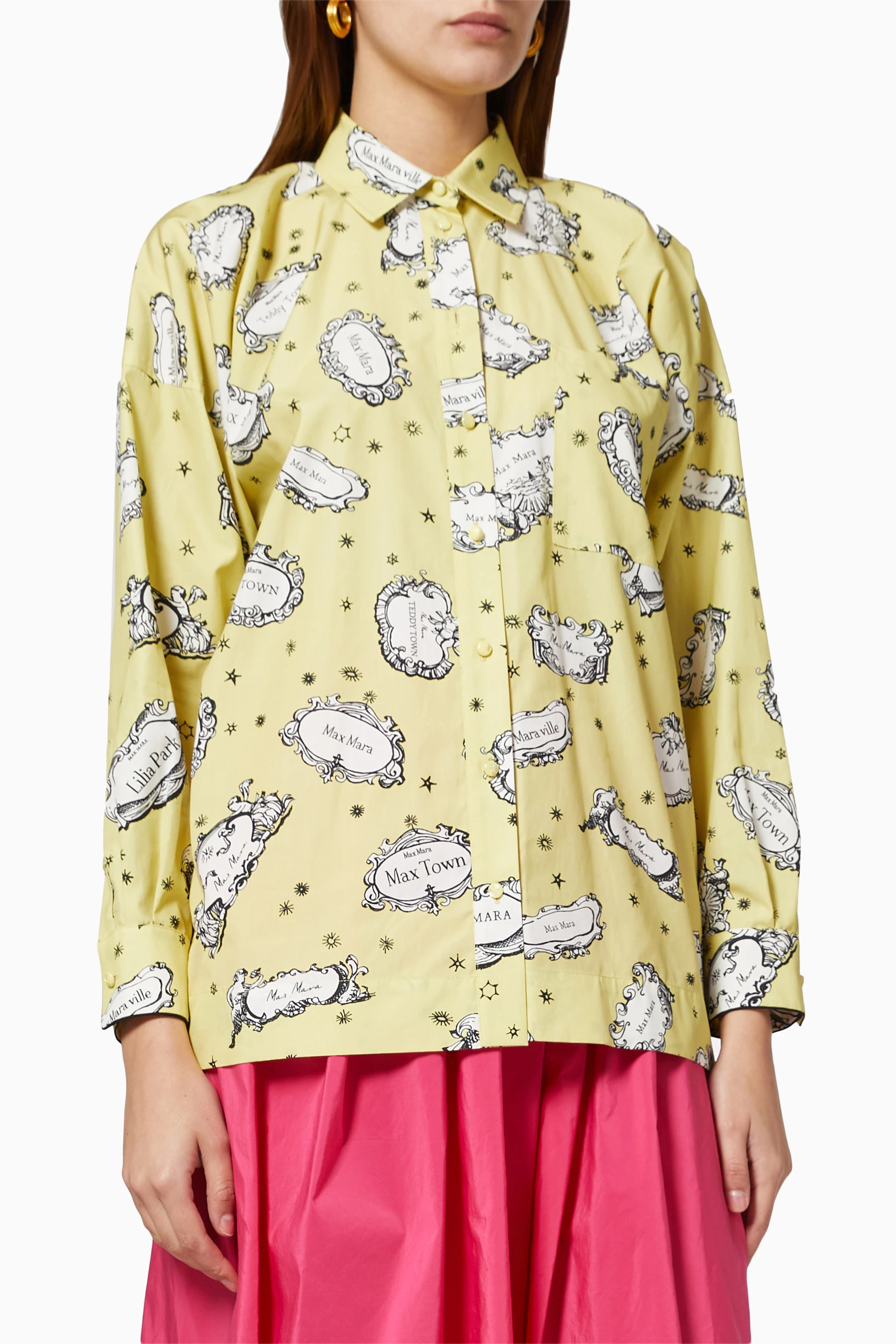 アウターその他 MAX MARA Women Outer ARIANNA YELLOW Water-repellent cotton and linen cropped trench coat, yellow