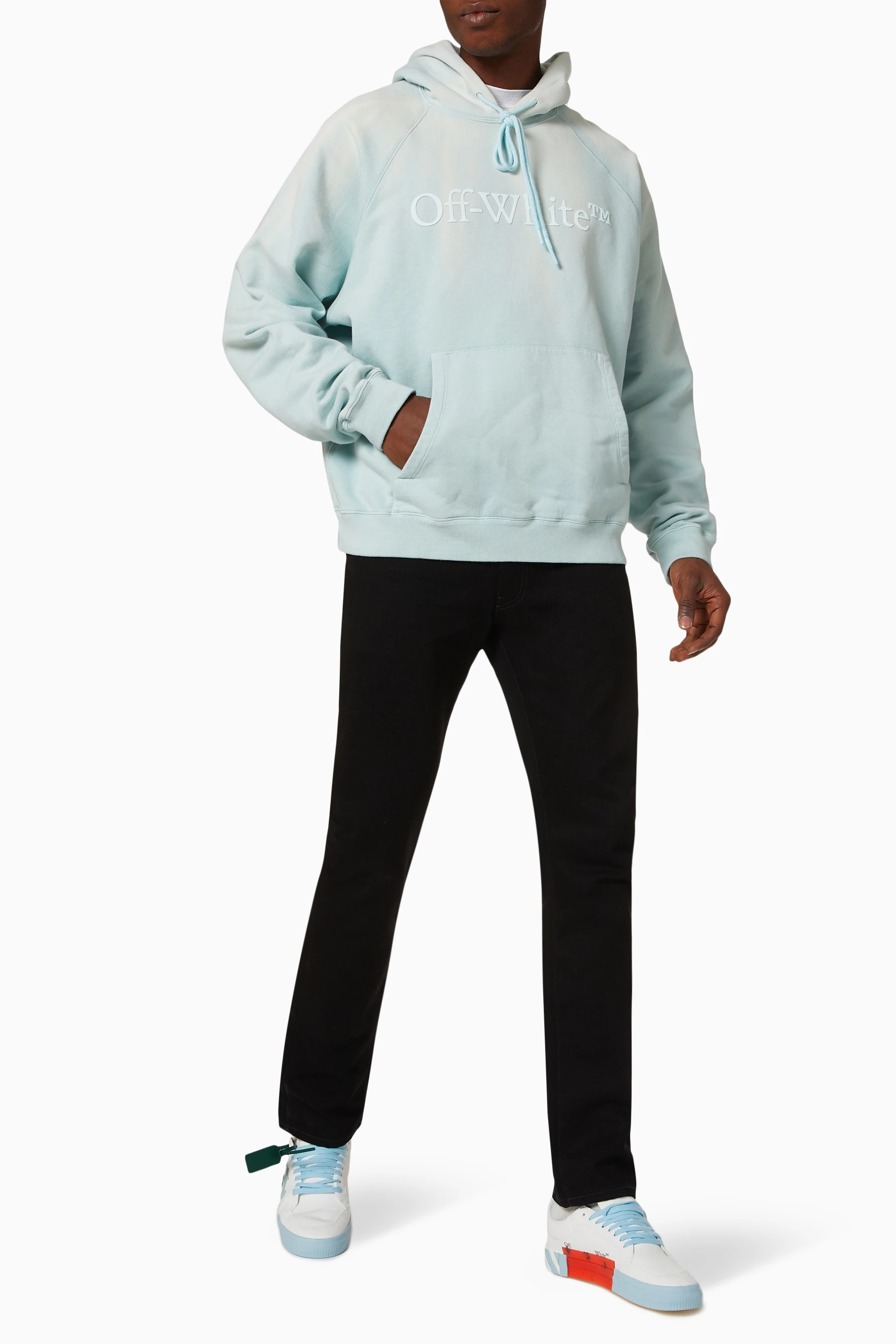 Off white light blue hoodie clearance