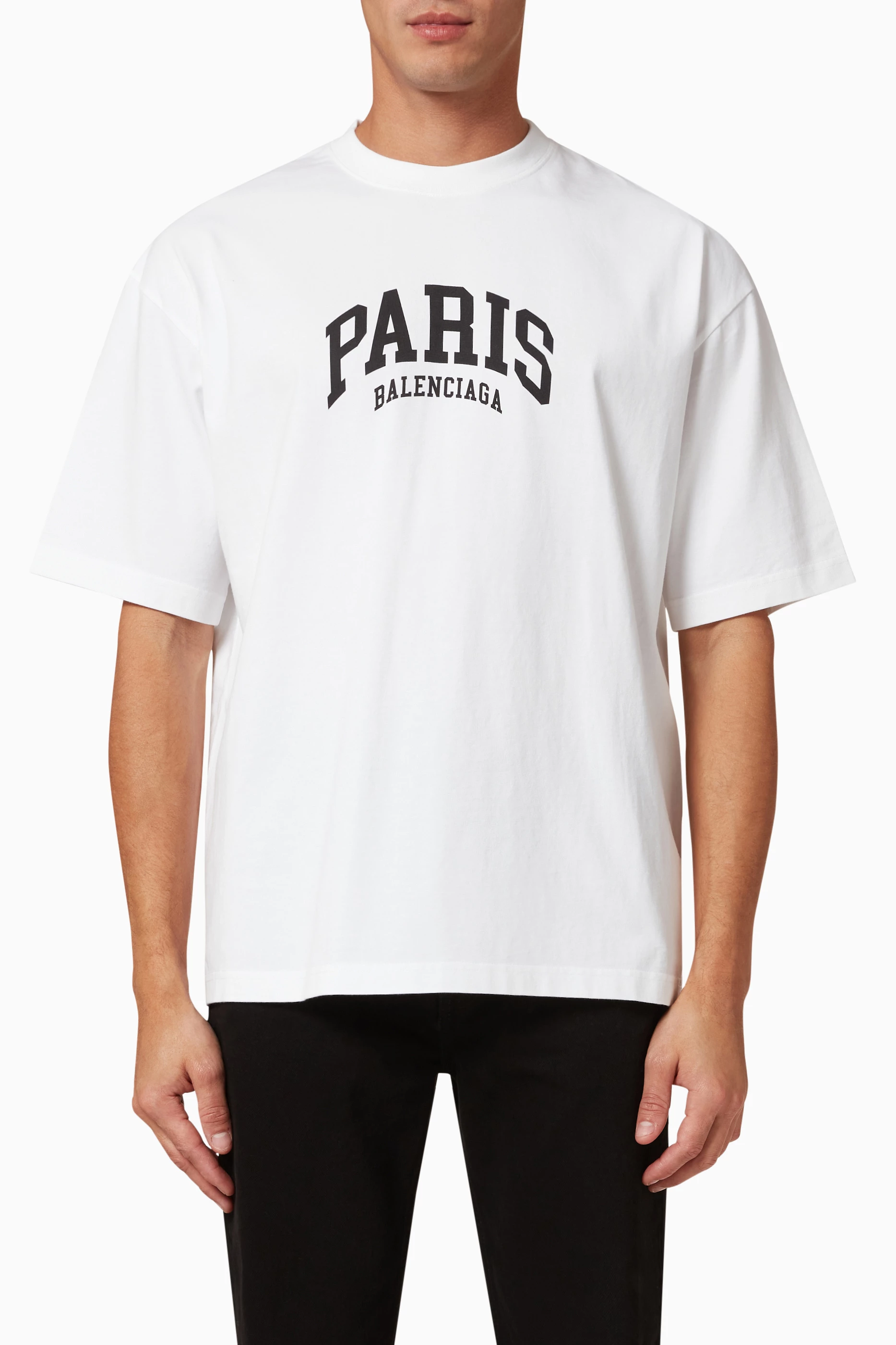 Buy Balenciaga White Paris Medium Fit T shirt in Cotton Jersey For Men Online Ounass Saudi
