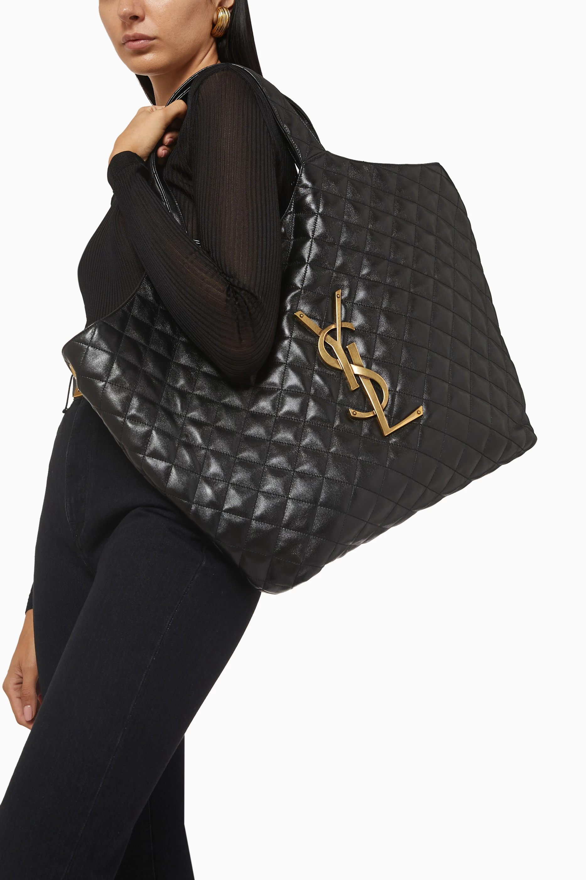Quilted Tote Ysl Leather Shopper Tote Buy SAINT LAURENT Black
