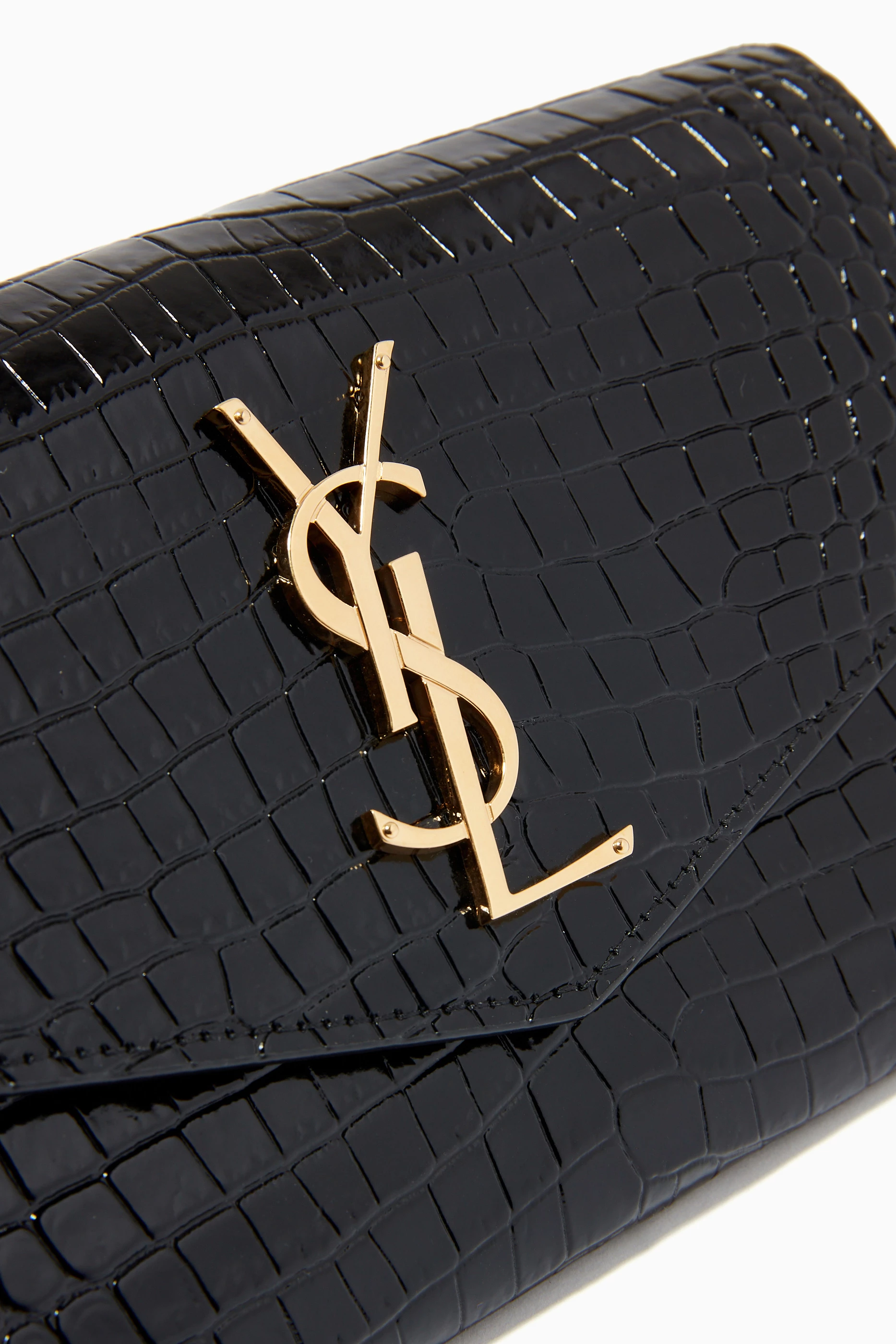 Buy SAINT LAURENT Black Uptown Chain Wallet in Croc embossed Leather For Women Online Ounass Saudi