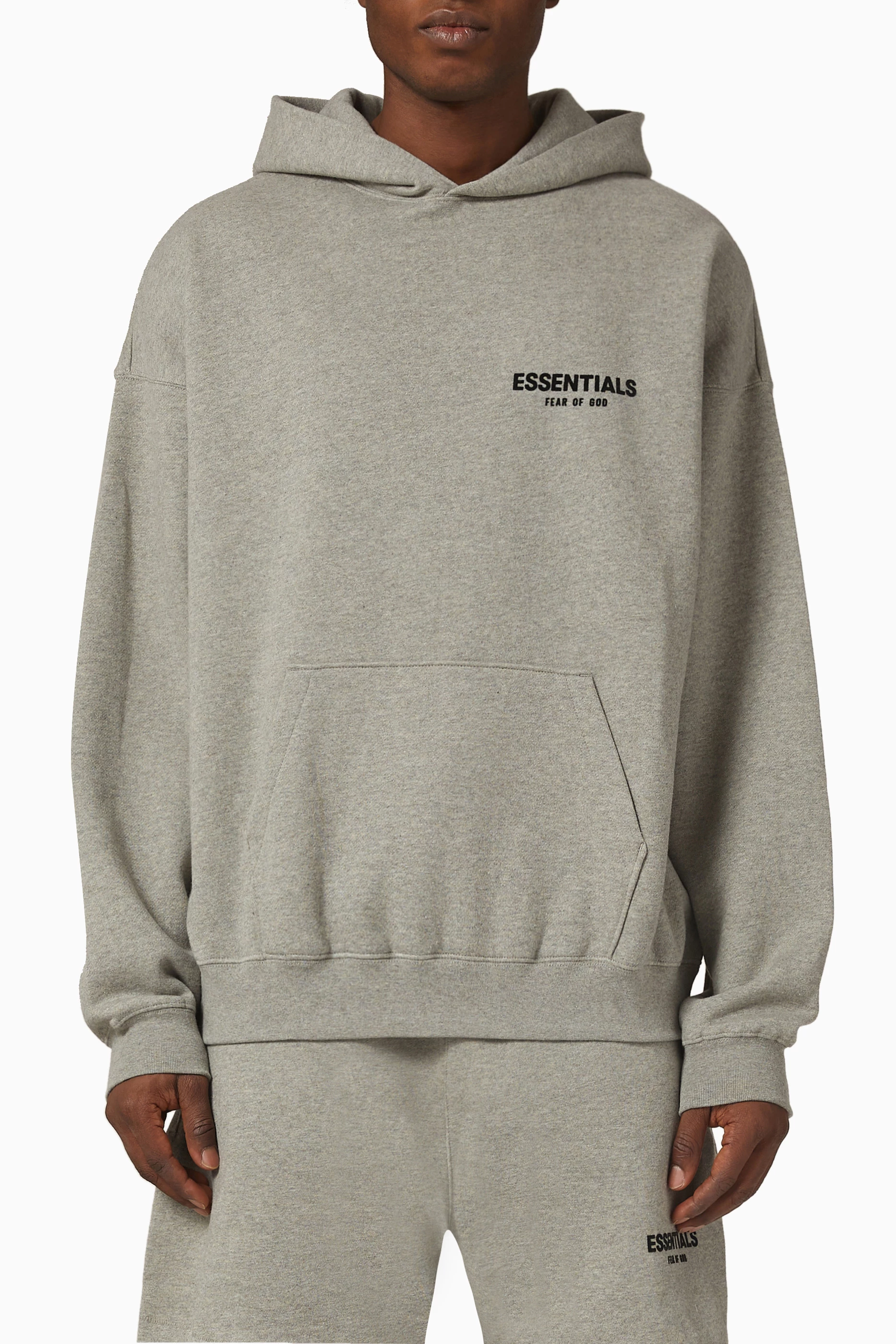 Buy Fear of God Essentials Grey Essentials Hoodie in Cotton Blend For Men Online Ounass Saudi