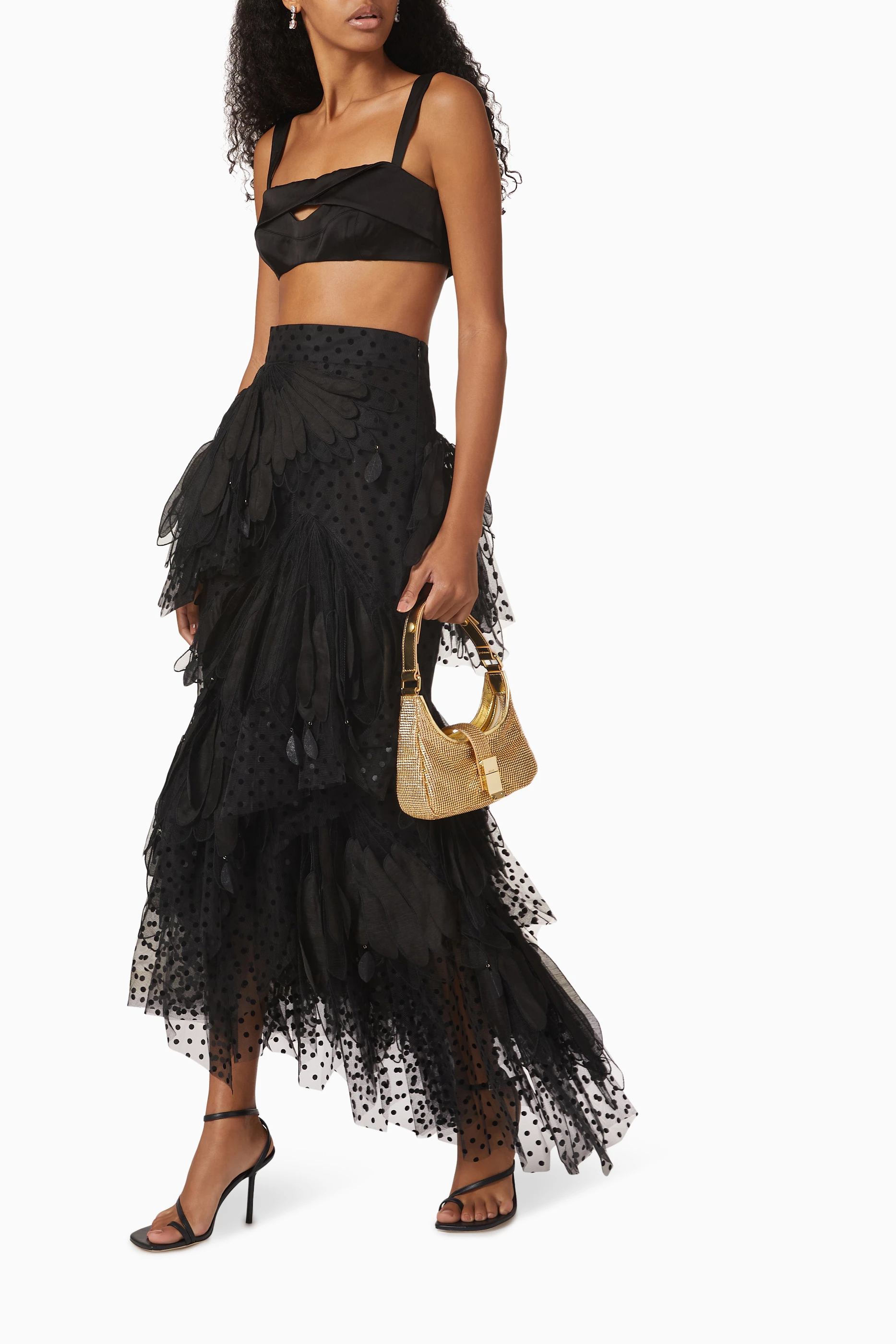 Buy Zimmermann Black Rhythmic Feather Midi Skirt in Flock