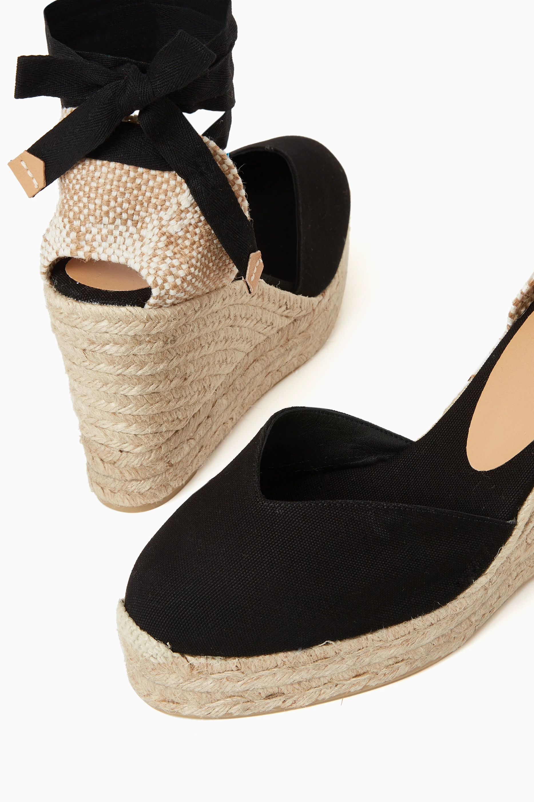 Buy Castañer Black Chiara Espadrille Wedges in Canvas For Women