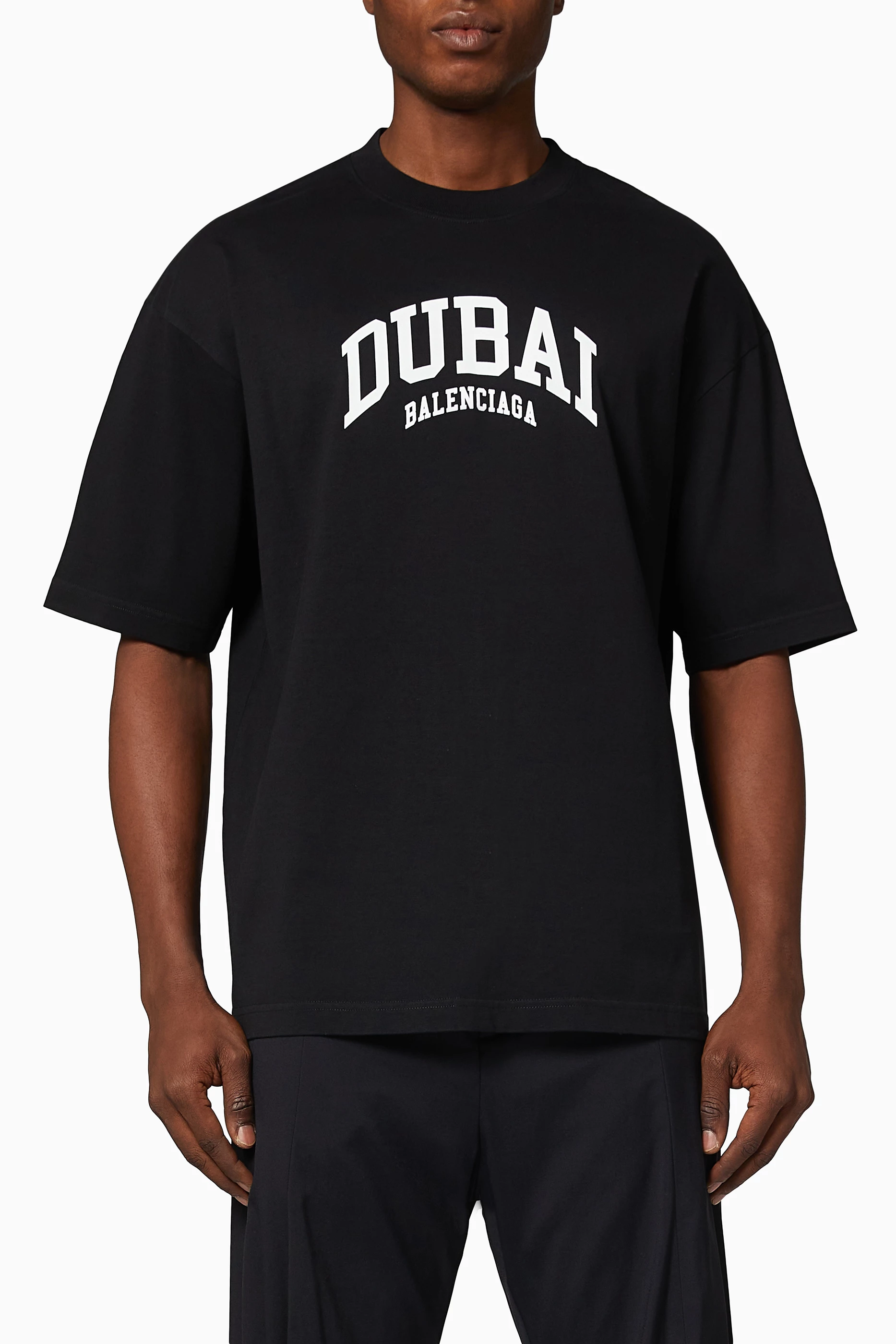 Buy Balenciaga Black Dubai Medium Fit T-shirt in Cotton Jersey For 