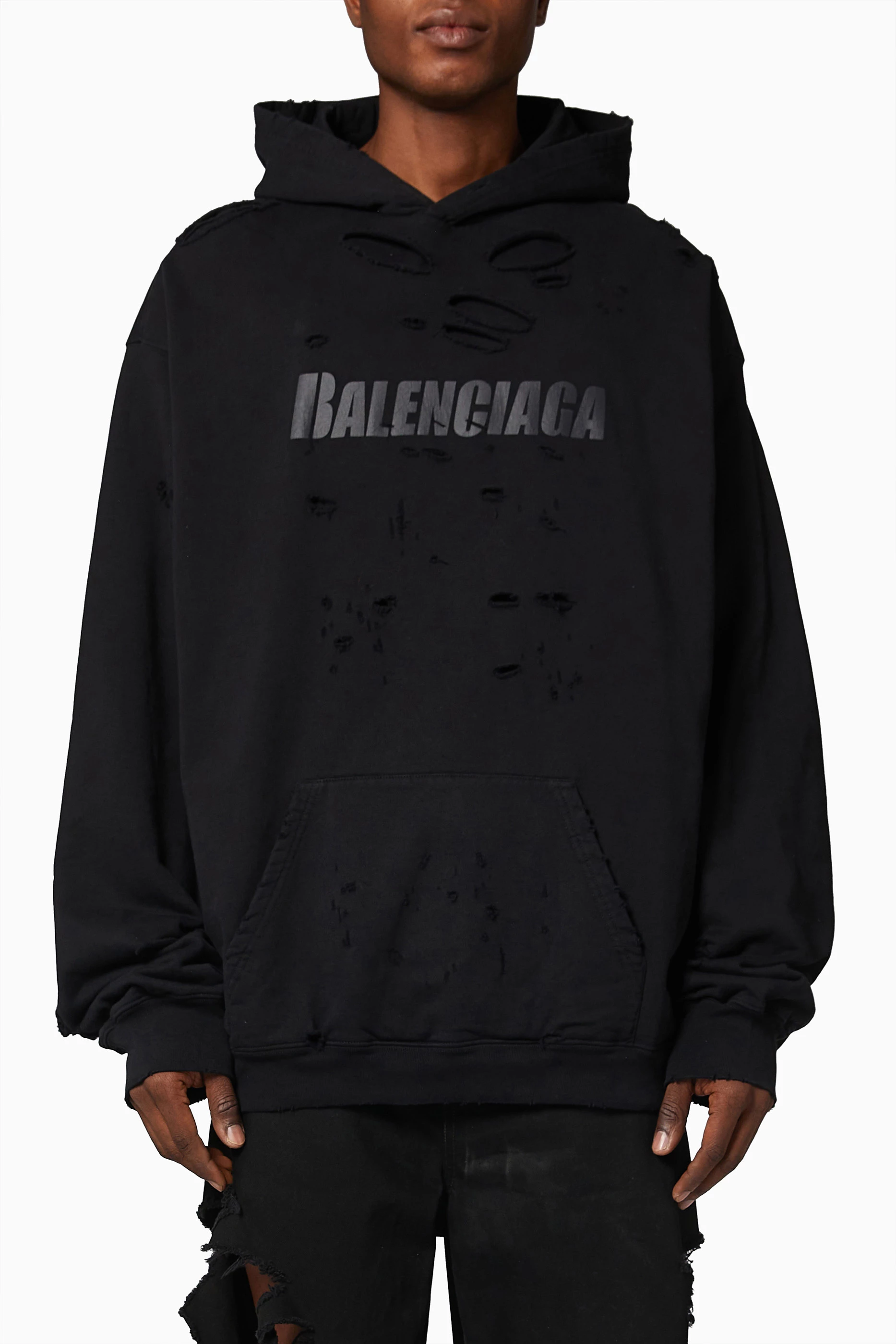 トップス Balenciaga 21SS CAPS DESTROYED Hoodie Balenciaga Caps Destroyed Hoodie in Light Purple & White | FWRD