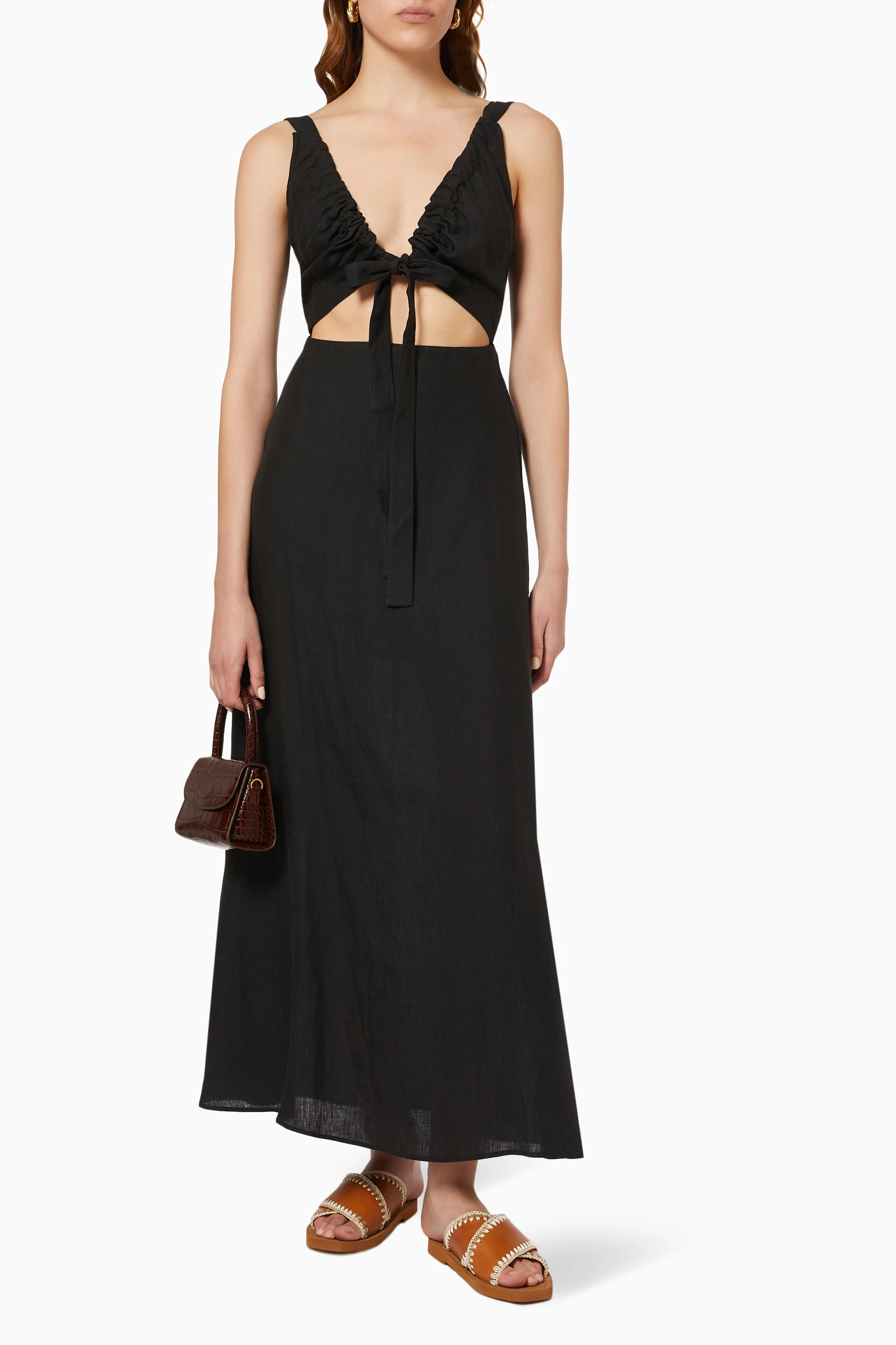 Buy BONDI BORN Black Tobago Maxi Dress in Organic Linen For Women Online |  Ounass Saudi