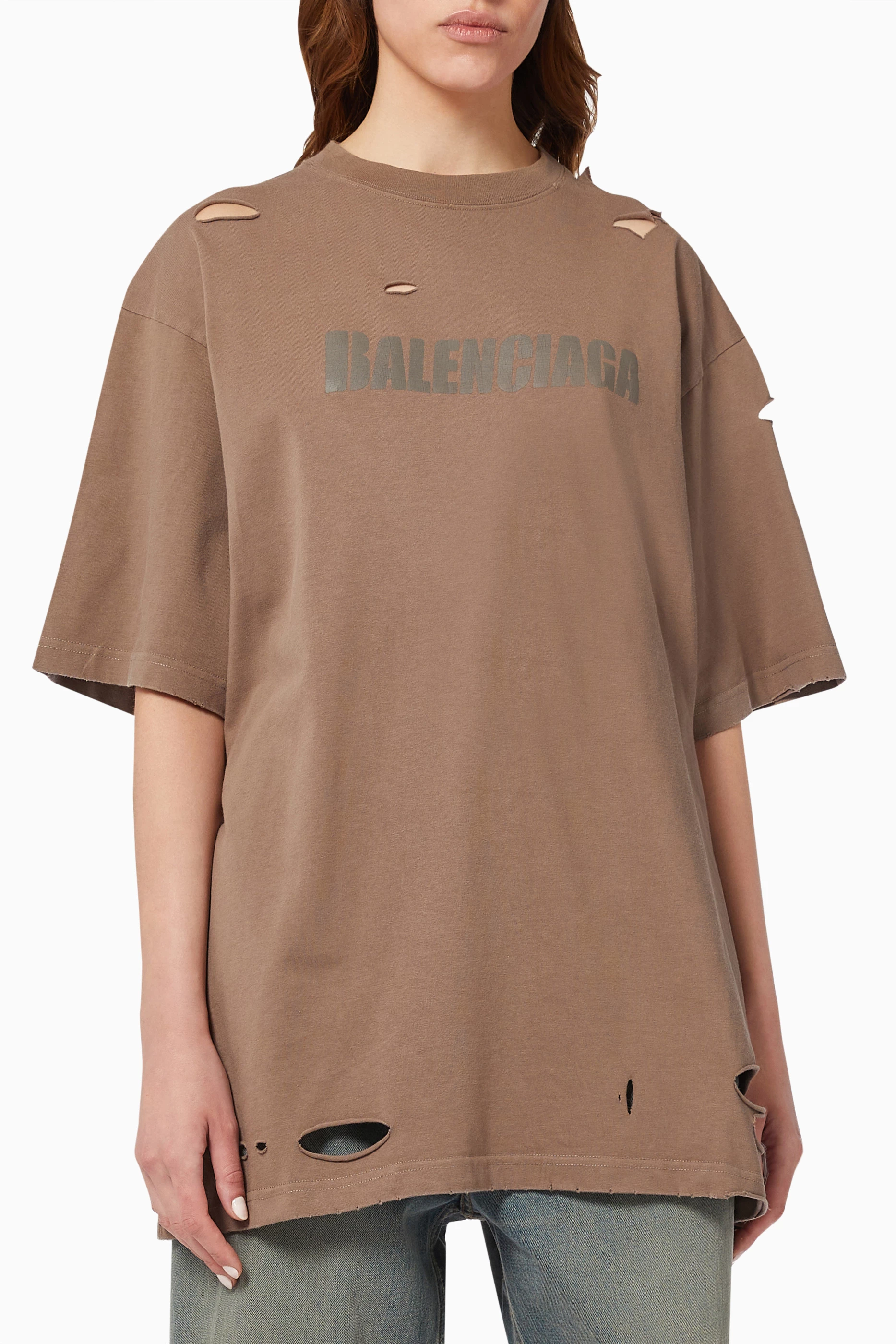 Balenciaga t shirt womens brown discount