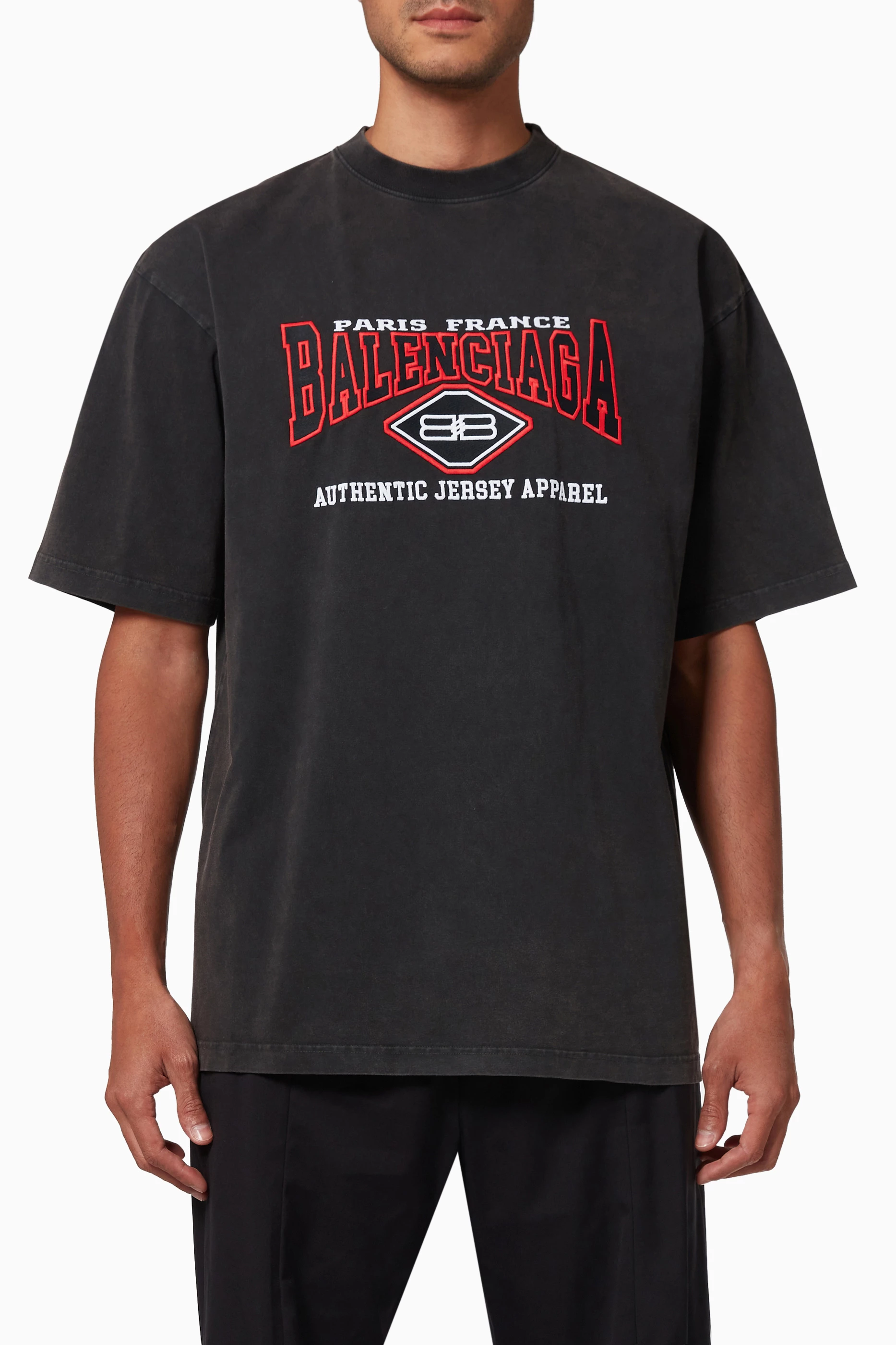 Buy Balenciaga Black Logo Large Fit T-shirt in Cotton Jersey For