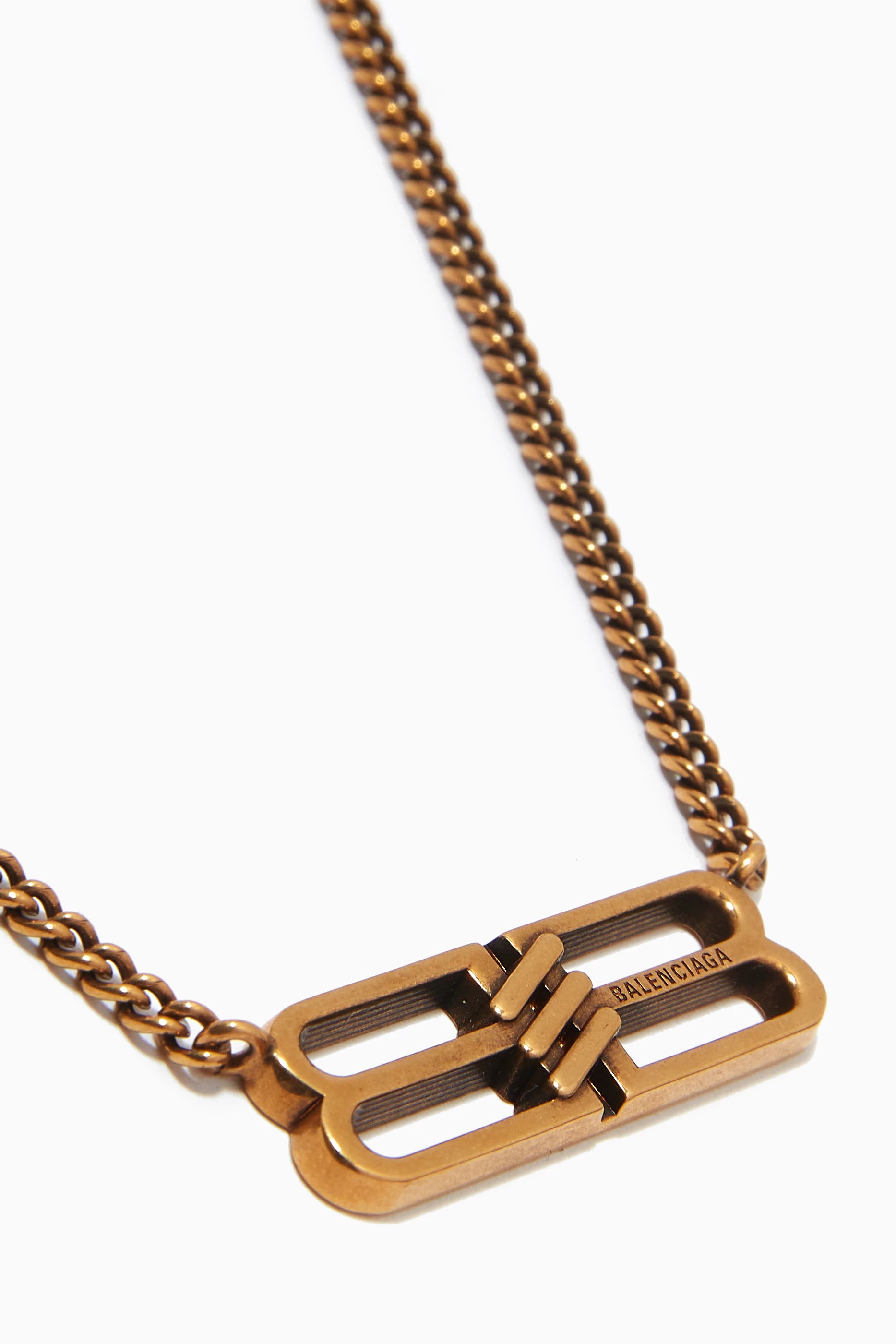 Buy Balenciaga Gold BB Icon Necklace in Brass For Women