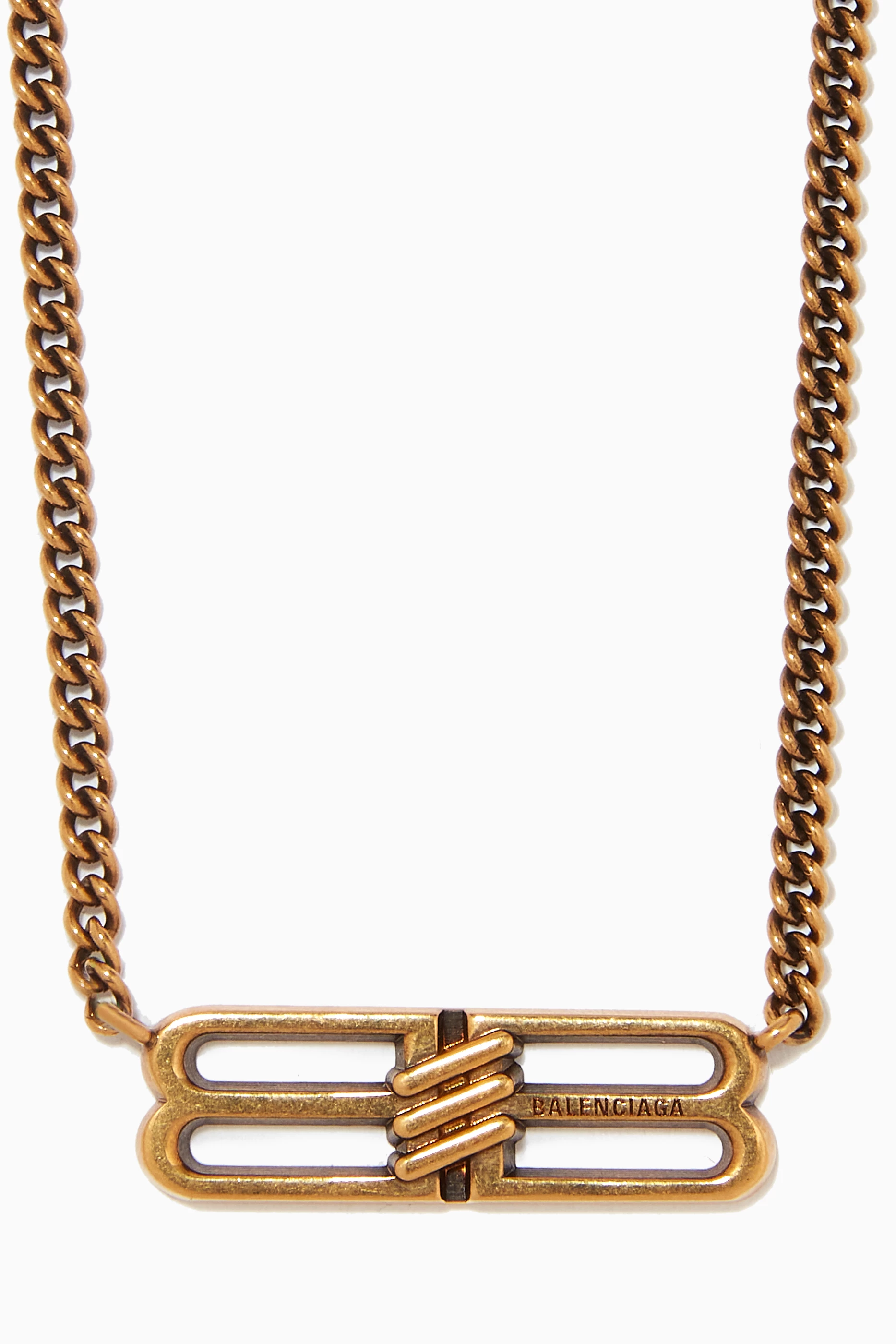 Buy Balenciaga Gold BB Icon Necklace in Brass For Women Online