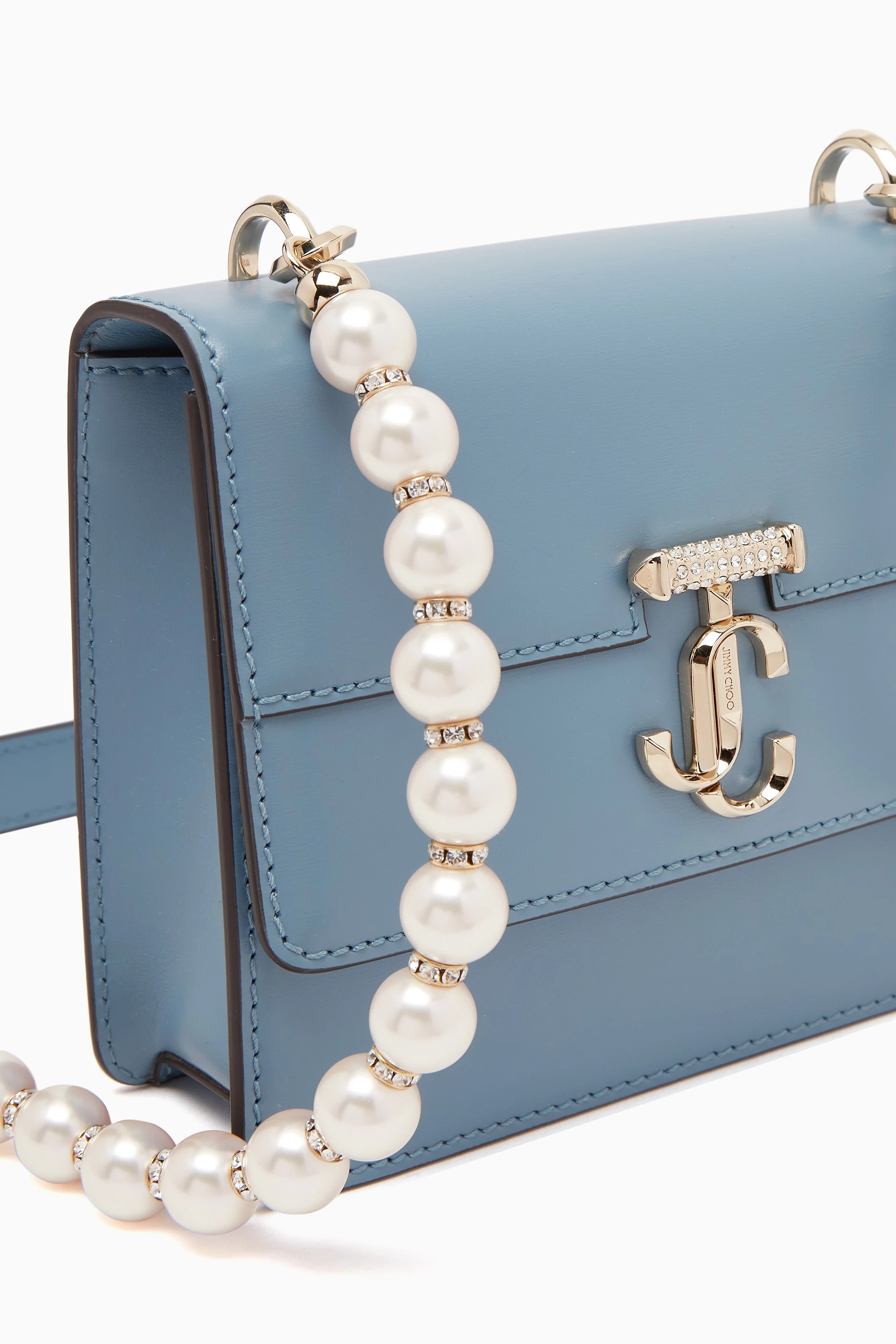 Buy Jimmy Choo Blue Avenue XS Quad Shoulder Bag in Leather For Women Online Ounass Saudi