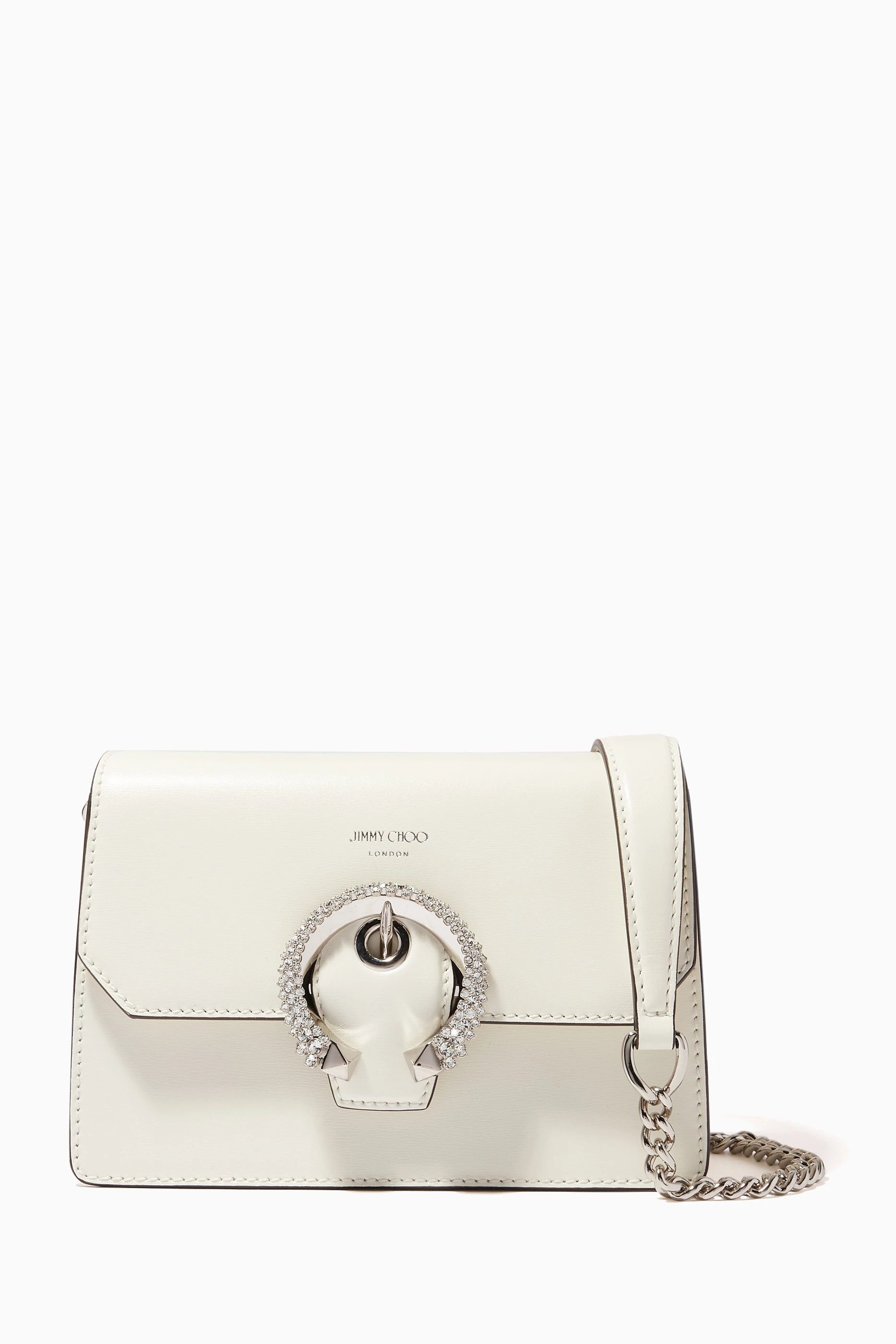 Buy Jimmy Choo White Madeline Crystal-buckled Crossbody Bag in