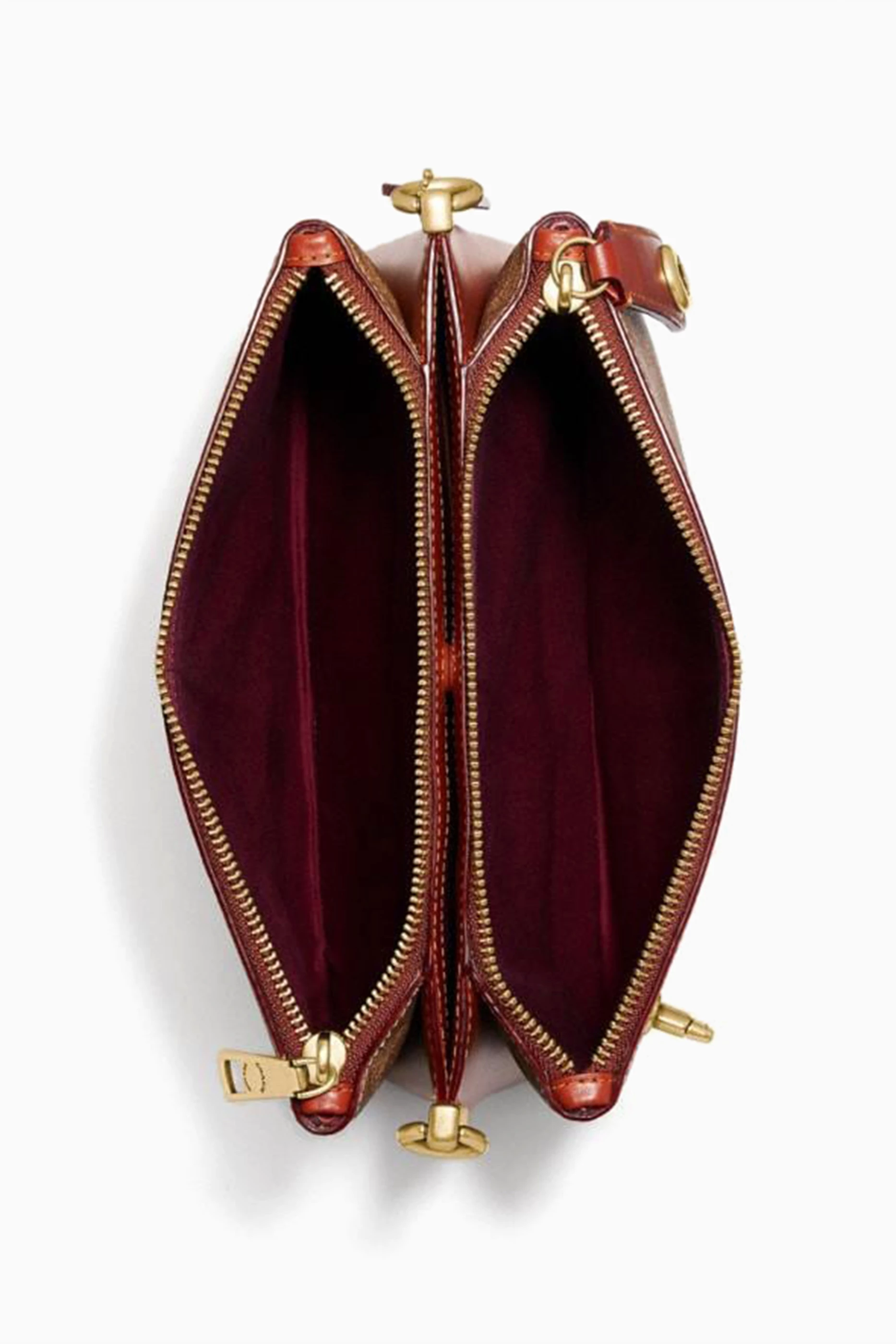 Buy Coach Neutral Double Zip Shoulder Bag in Signature Canvas For