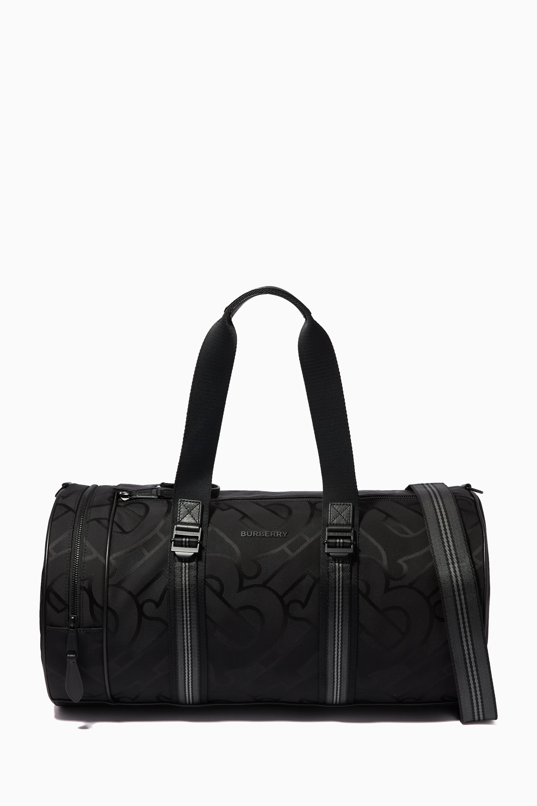 Buy Burberry Black Monogram Duffle Bag in Jacquard For Men Online Ounass Saudi