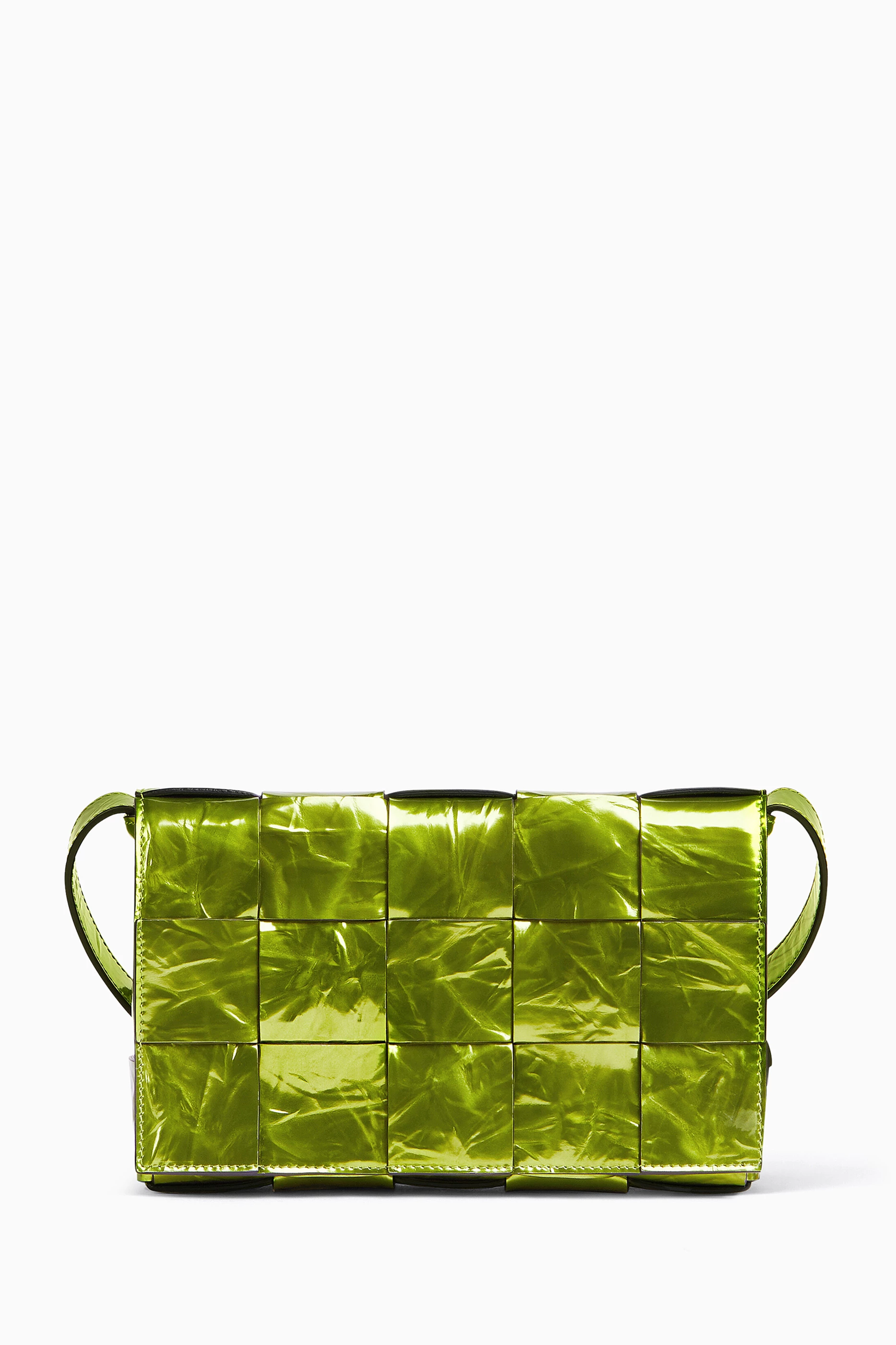 Buy Bottega Veneta Green Cassette Crossbody Bag in Metallic